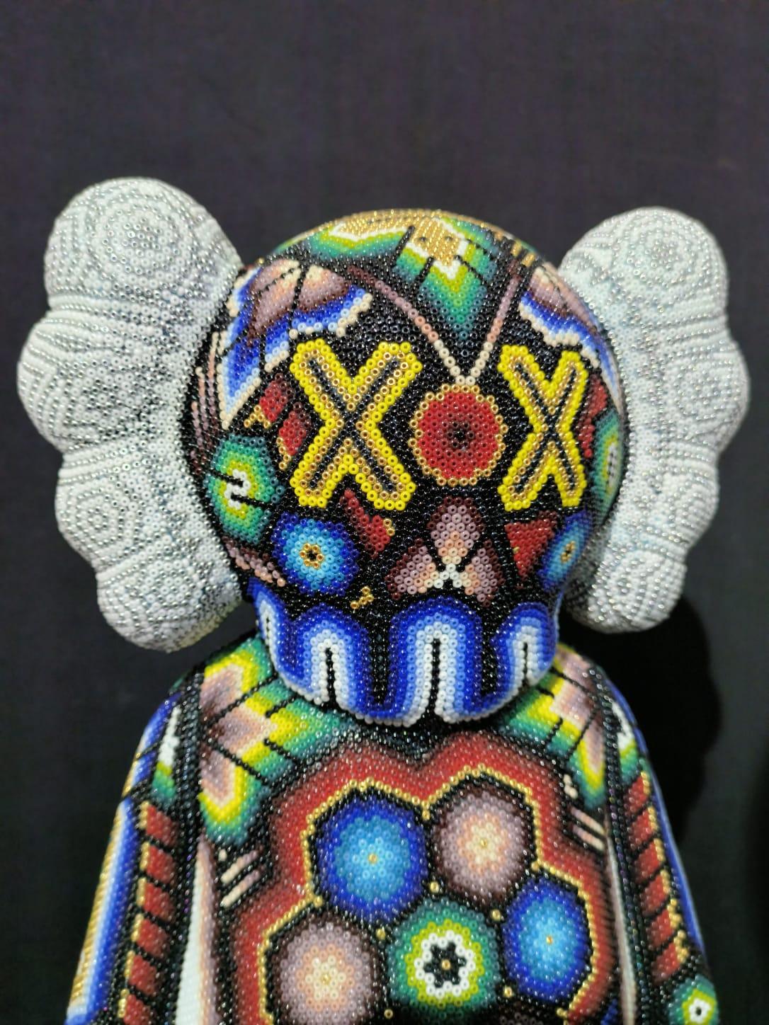 Mexikanische Huichol-Skulptur nach Kühen, Spielzeug, Perlenskulptur 3