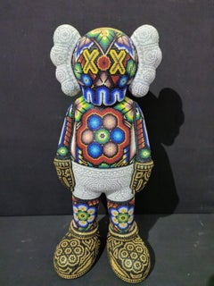 Mexikanische Huichol-Skulptur nach Kühen, Spielzeug, Perlenskulptur