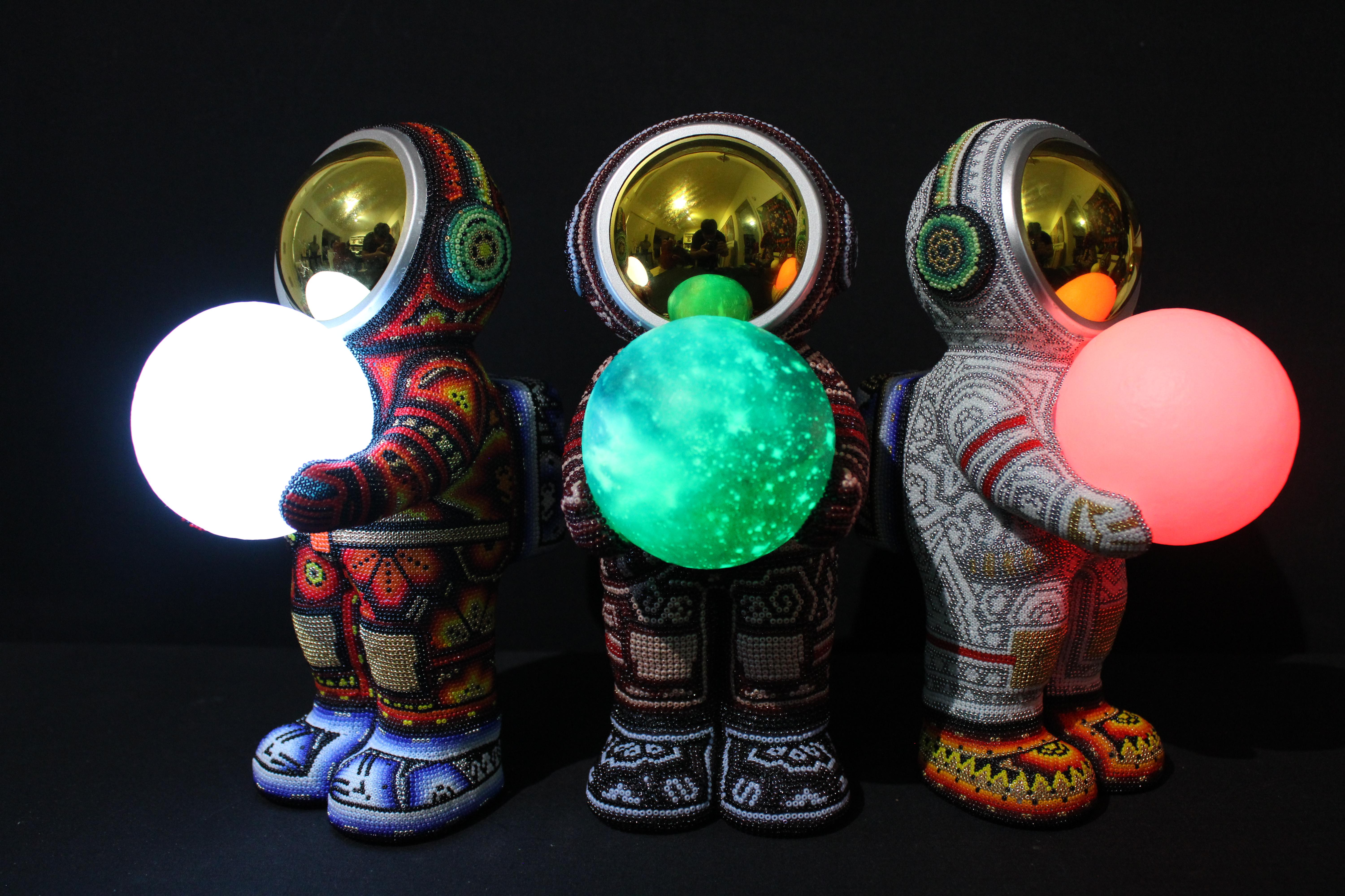 Mexican Huichol Astronaut Bluetooth Speaker Beaded Sculpture 7