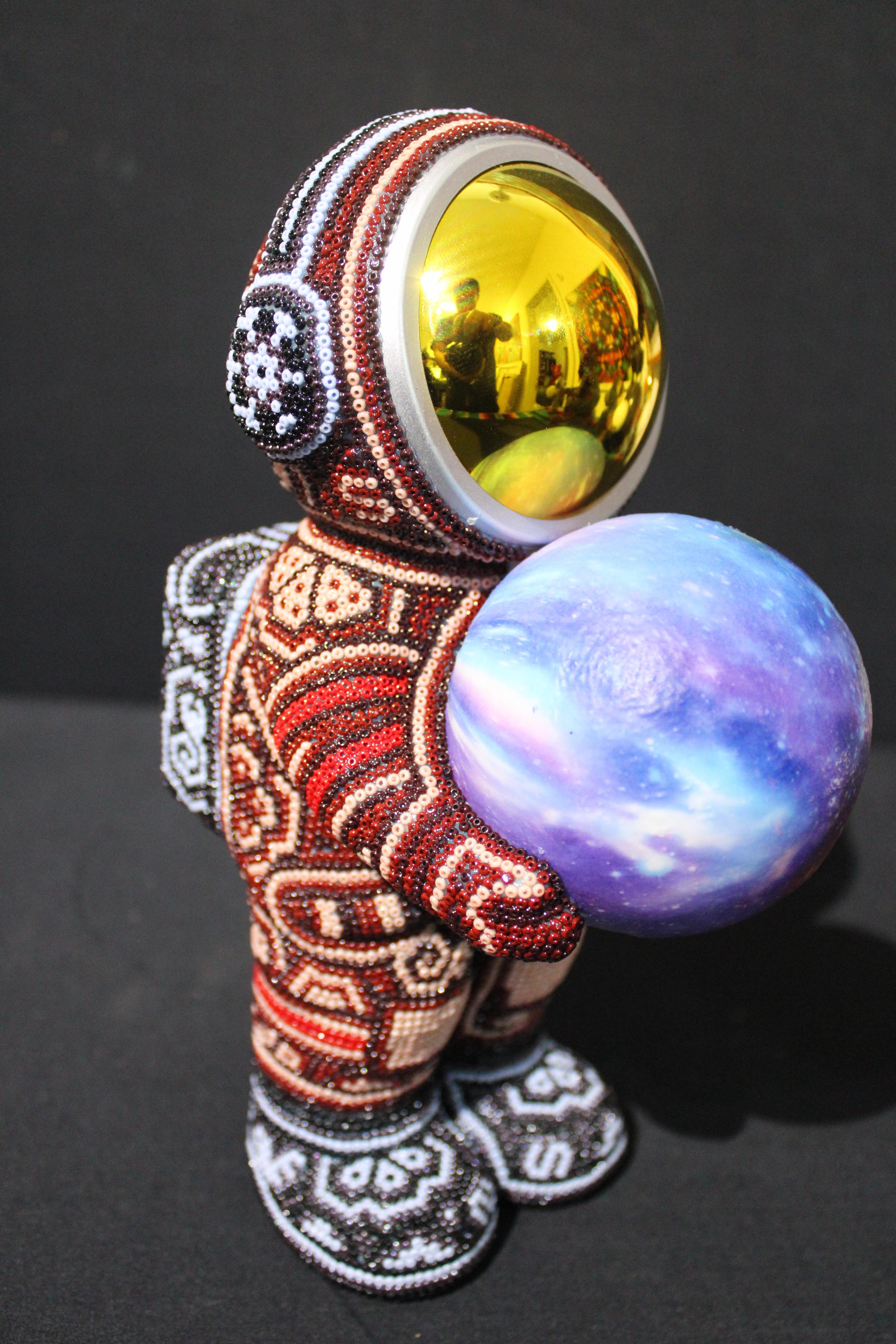 FROM THE SPACE TO YOUR DESK!!!. . .
BLUETOOTH AND RADIO SPEAKER INCLUDED!!!!

A more traditional HUICHOL style sculpture.  Looks great in any room!!!

ALTERATION ART . . . is a collaboration process between Rick Wolfryd, fine artist and art dealer