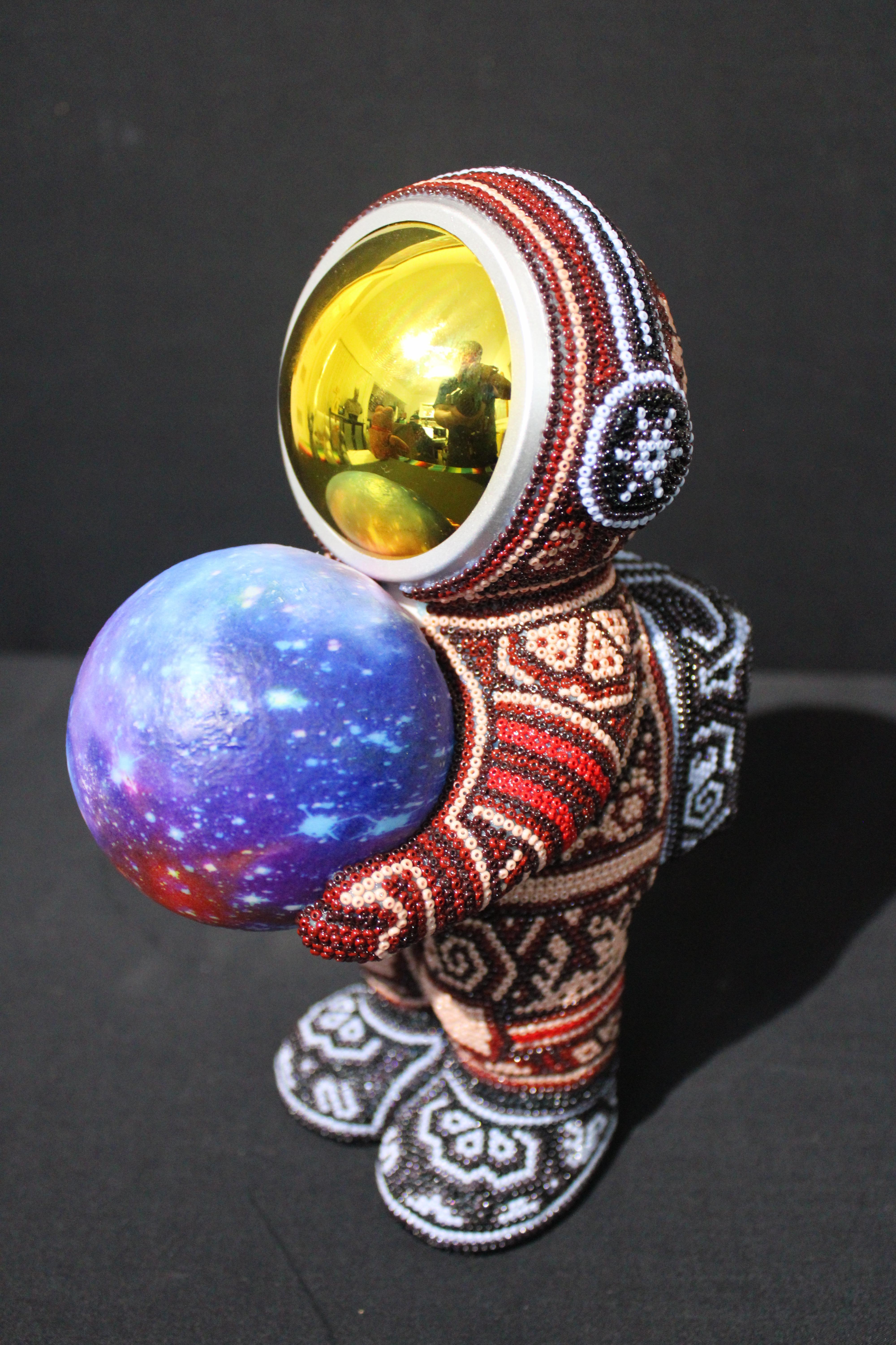 Mexican Huichol Astronaut Bluetooth Speaker  Beaded Sculpture 1