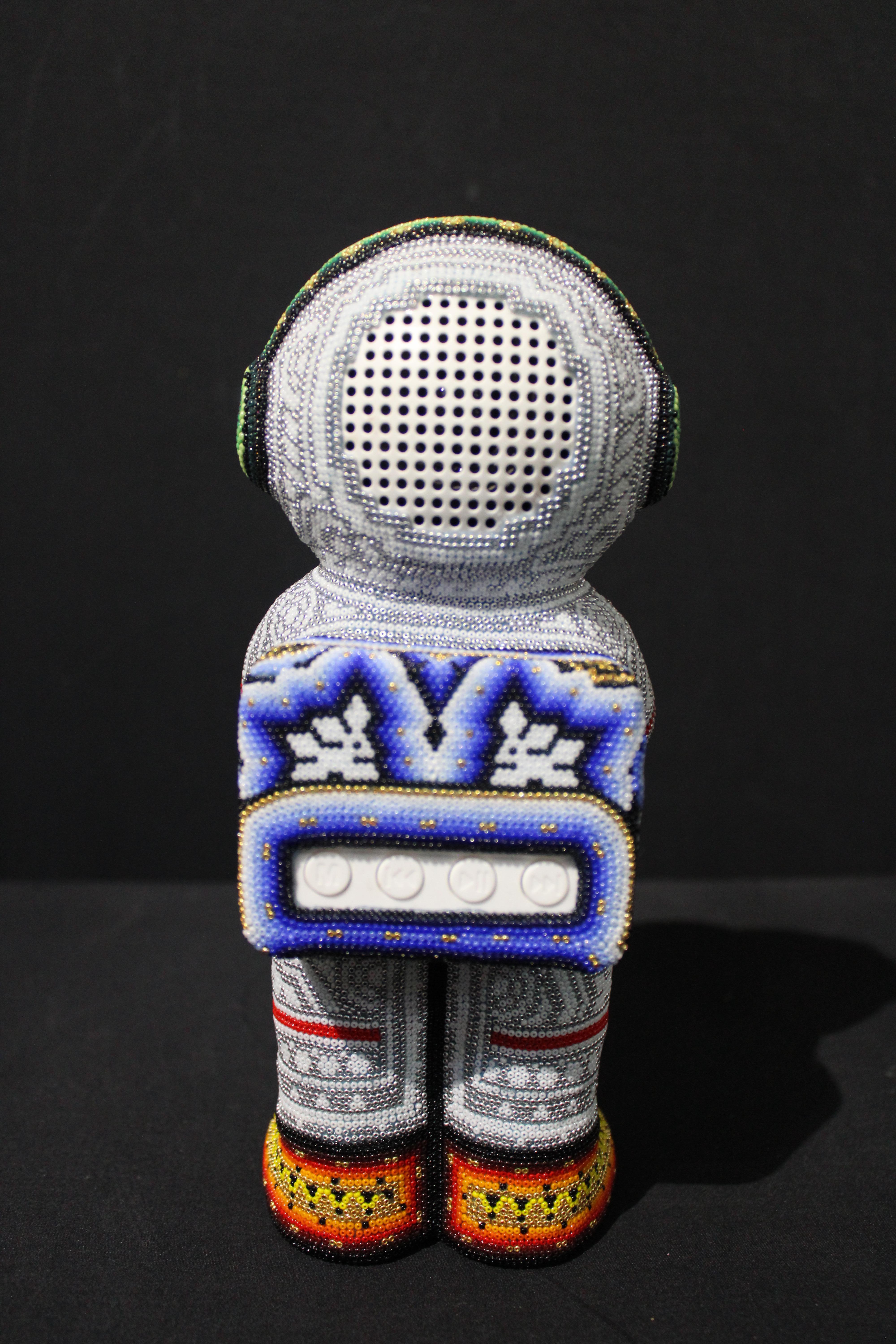 Mexican Huichol Astronaut Bluetooth Speaker Beaded Sculpture 2