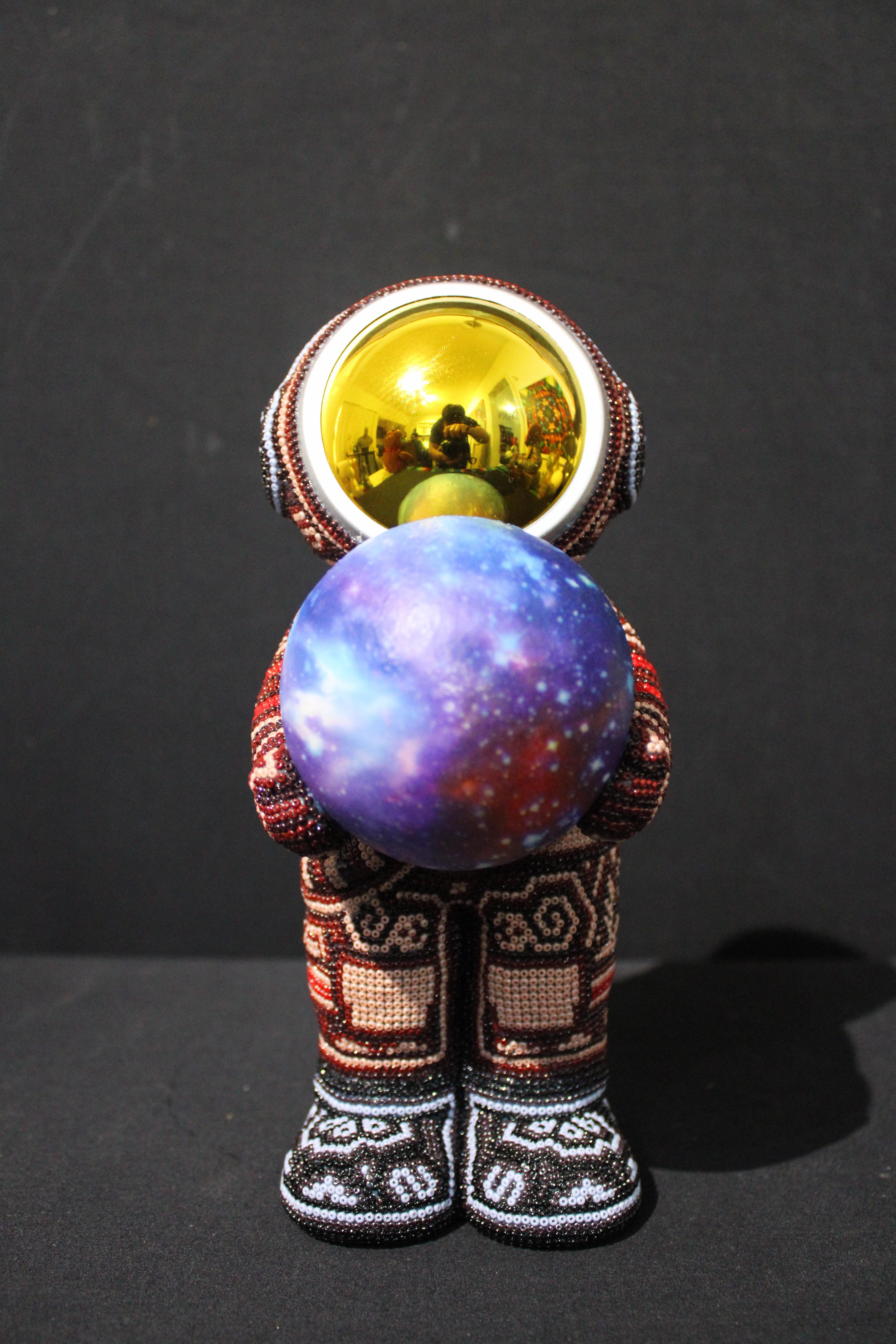 Mexican Huichol Astronaut Bluetooth Speaker  Beaded Sculpture 3