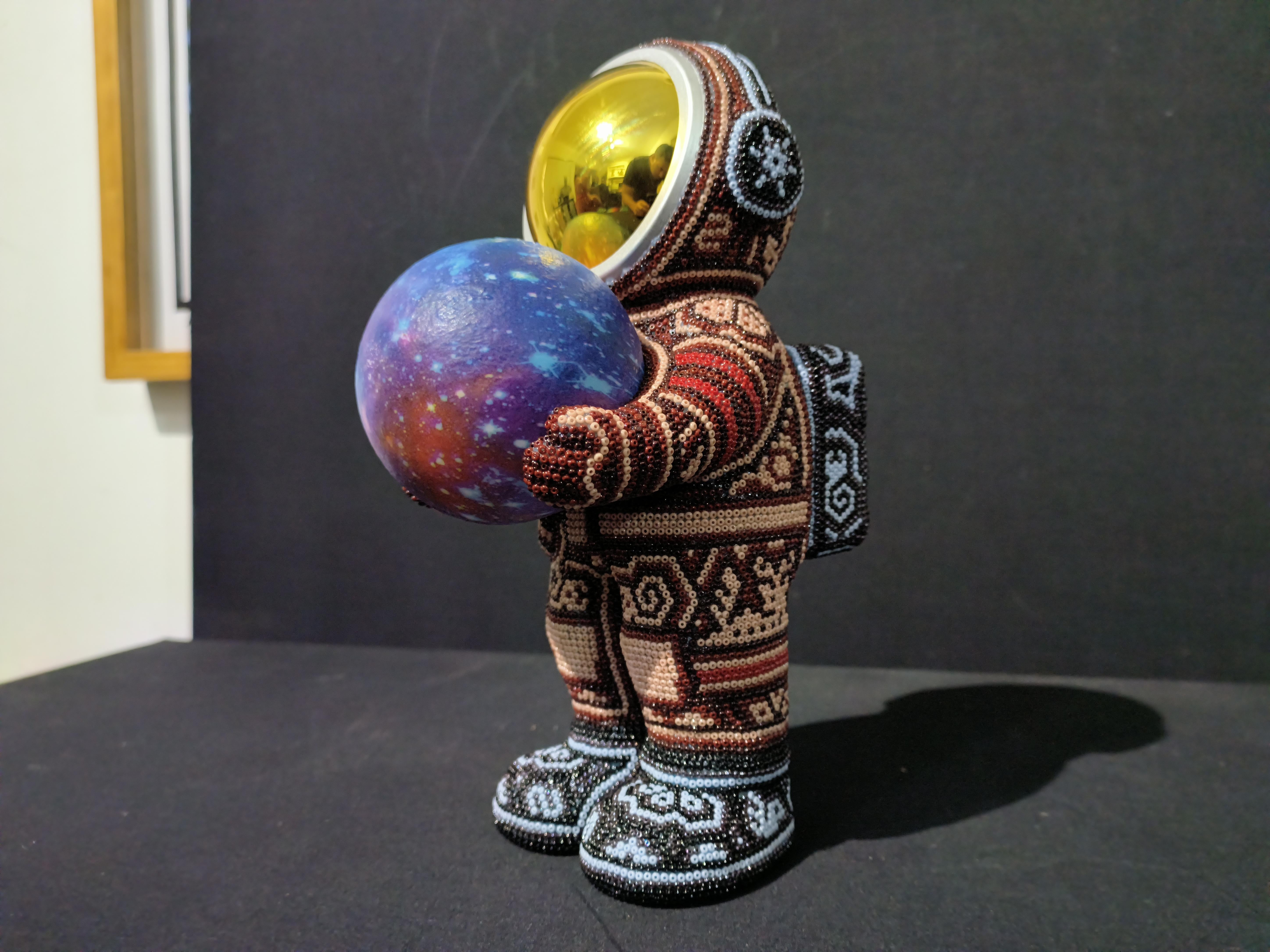 Mexican Huichol Astronaut Bluetooth Speaker  Beaded Sculpture 4