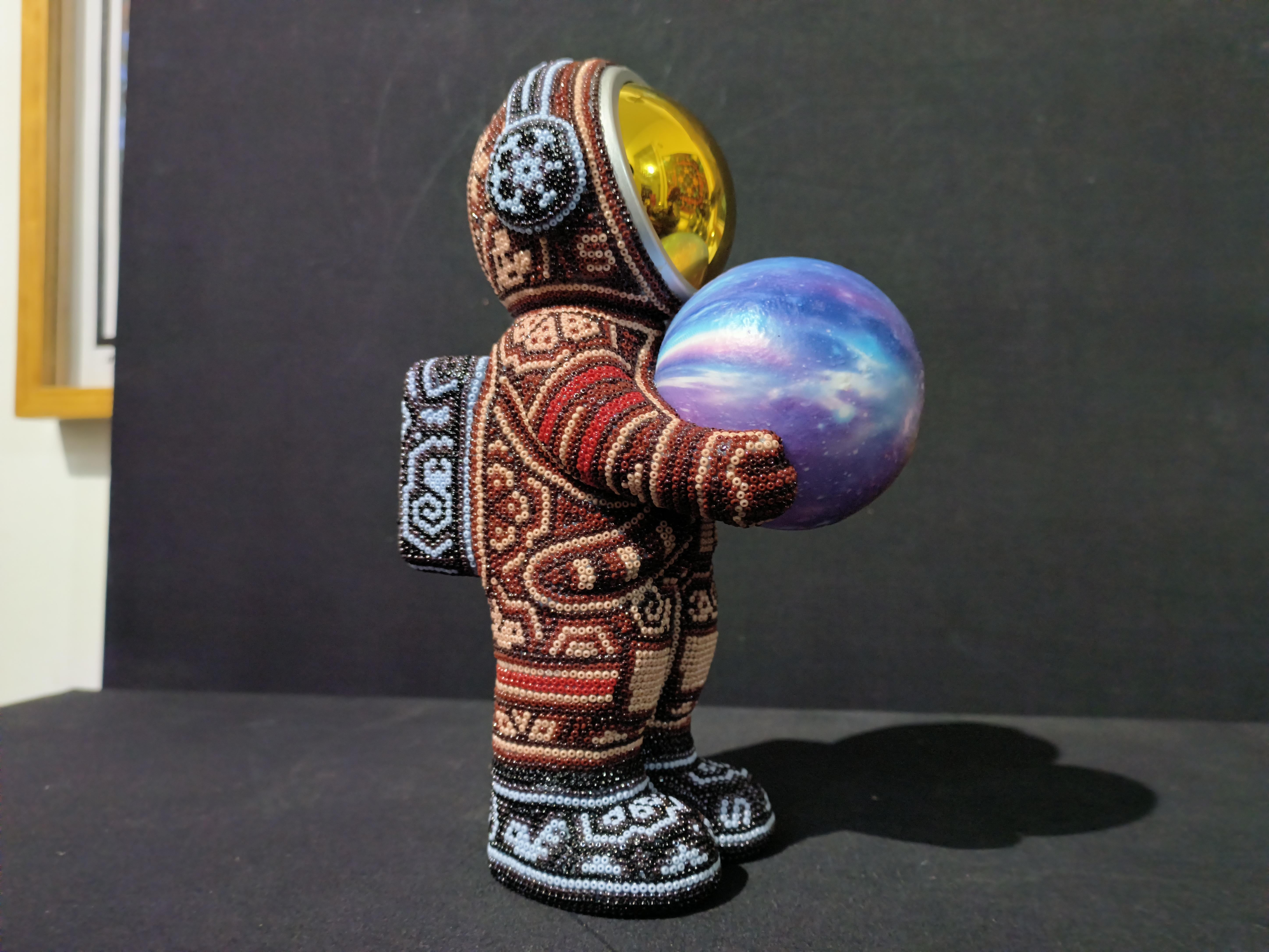 Mexican Huichol Astronaut Bluetooth Speaker  Beaded Sculpture 5
