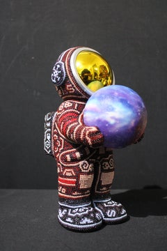 Mexican Huichol Astronaut Bluetooth Speaker  Beaded Sculpture