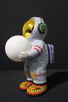 Mexican Huichol Astronaut Bluetooth Speaker Beaded Sculpture