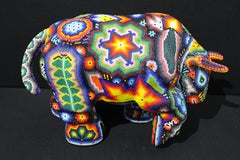 Mexican Huichol Beaded Art After Botero Bull Sculpture