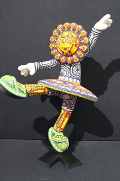 Sculpture mexicaine Huichol Beaded Art Dancer Flower Sculpture