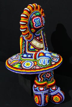 CHROMA aka Rick Wolfryd" La Gioconda " Mexican Huichol Beaded Art  Sculpture
