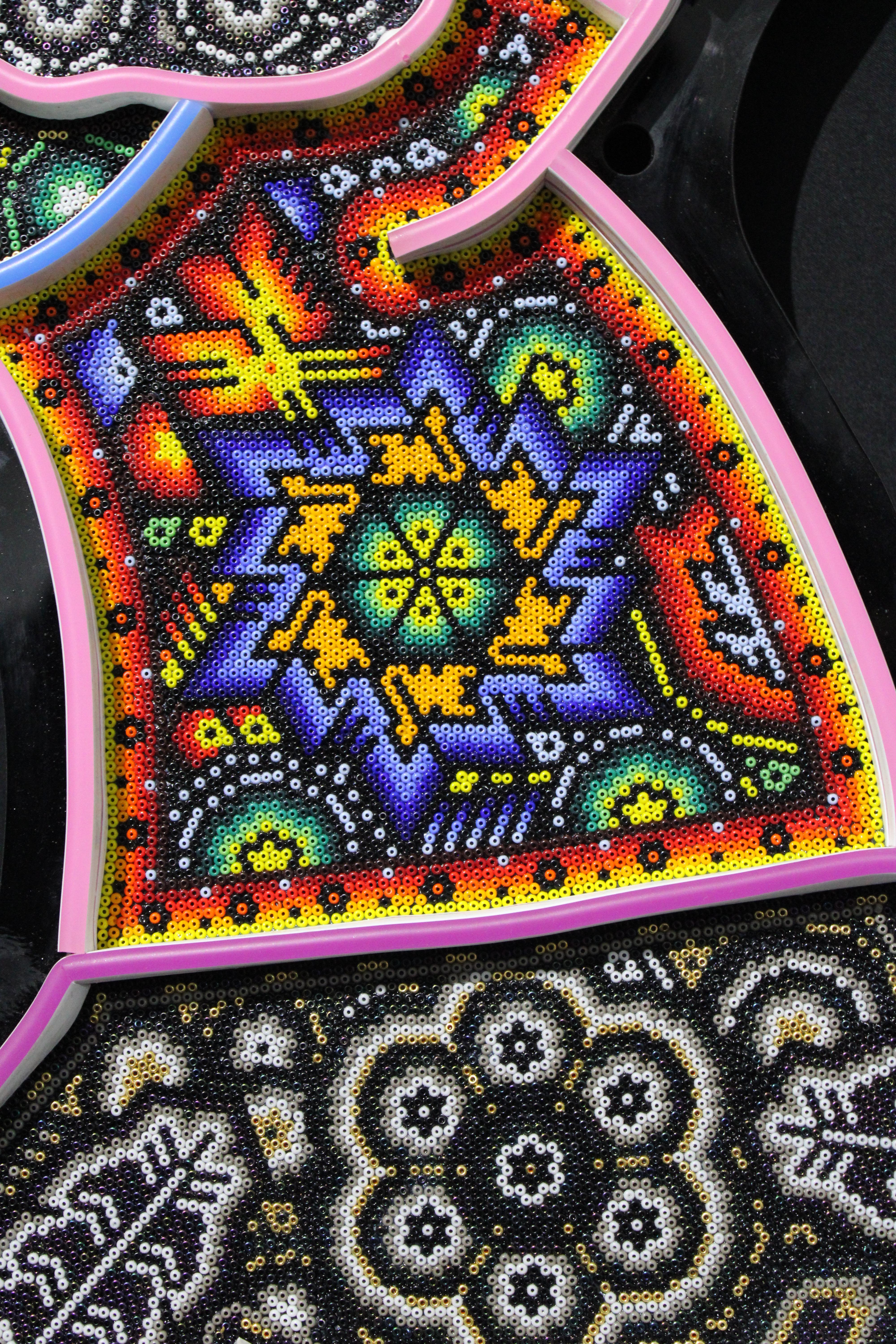 CHROMA aka Rick Wolfryd Mexican Huichol Beaded Neon Wall Light Wall Sculpture For Sale 4