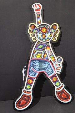 Mexican Huichol Beaded Glow LED Neon Wall Light Wall Sculpture . . . FIBER OPTIC