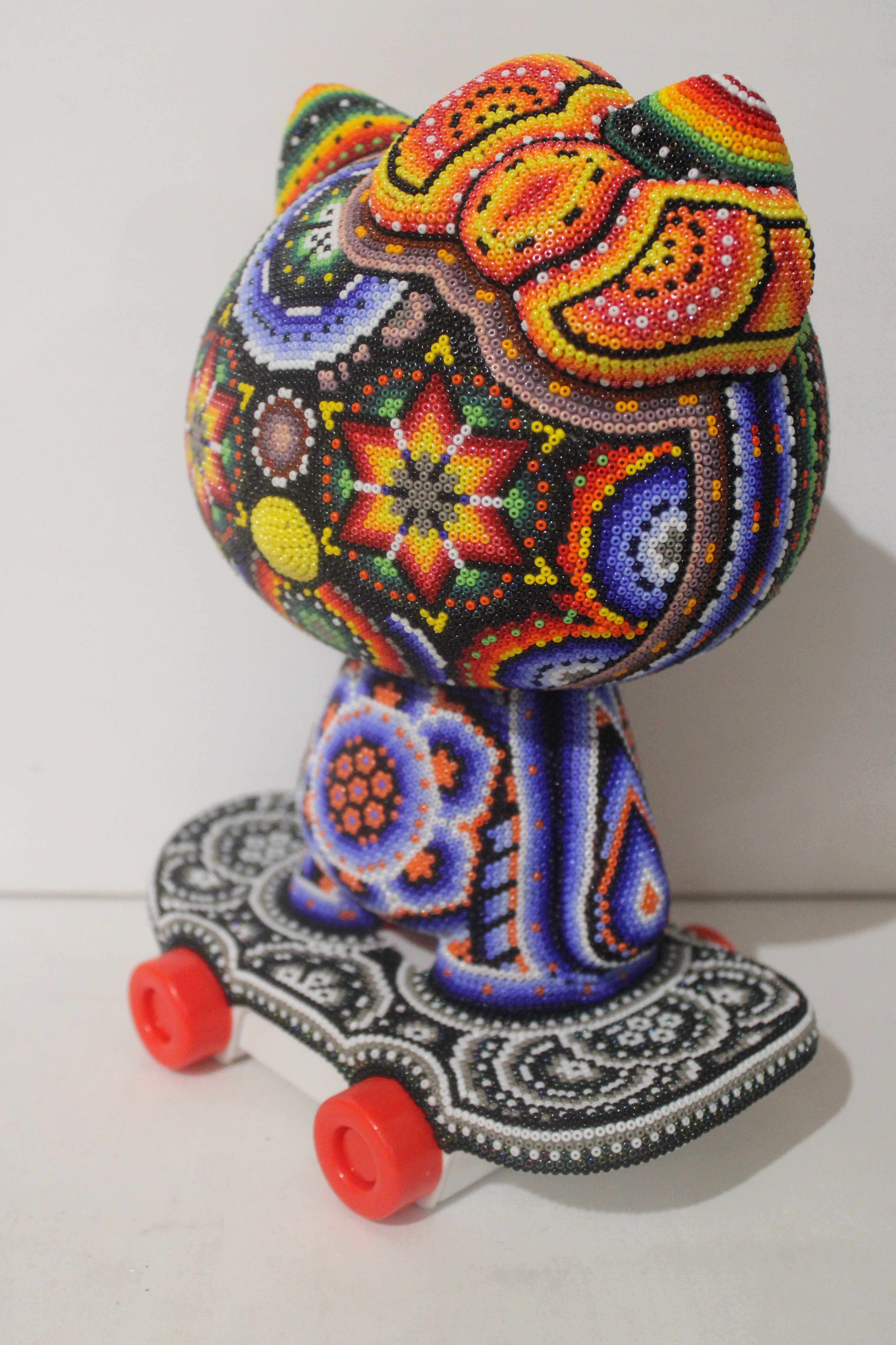 CHROMA aka Rick Wolfryd  Abstract Sculpture - "Run Around Skater"  from Huichol ALTERATIONS Series