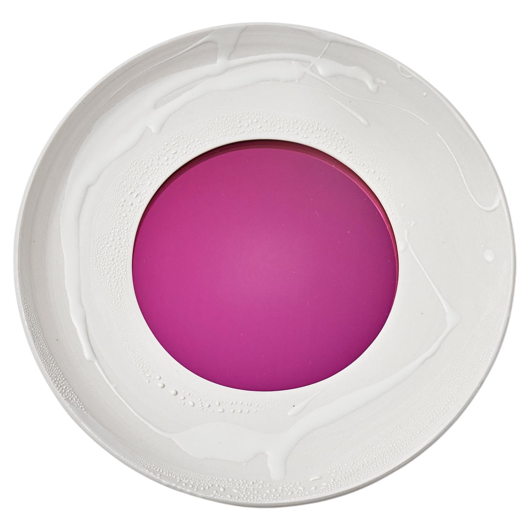 Chroma Pink Ceramic Wall Mirror by Erin Hupp For Sale