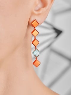 Chromanteq Mandarin Garnet and Tourmaline Earrings in 18 Carat White Gold