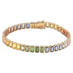 Bracciale cromatico Baguette in oro giallo 14K (personalizzato) con pietre preziose