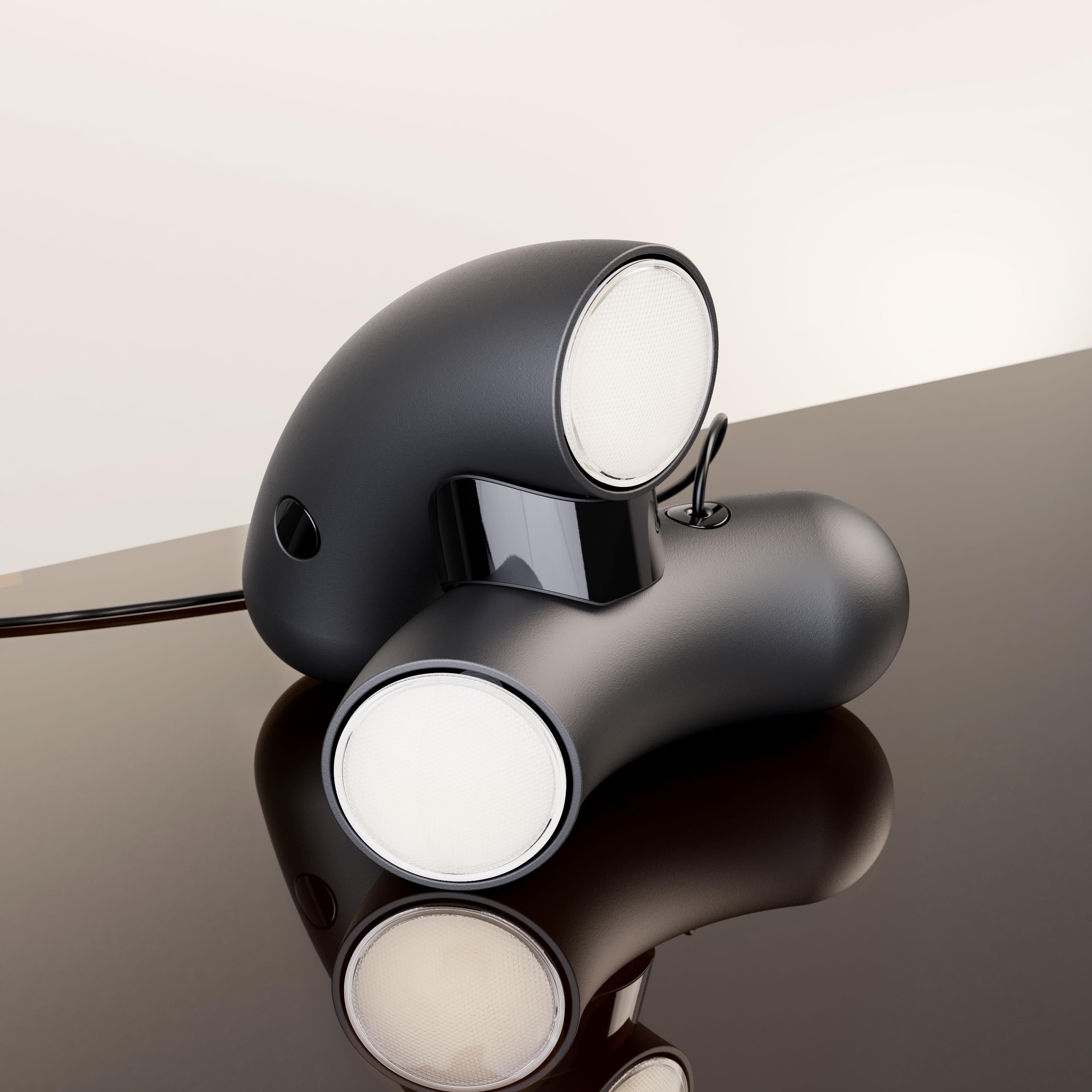 Canadien Lampe de table Hyphen noire chromée par Studio d'Armes en vente