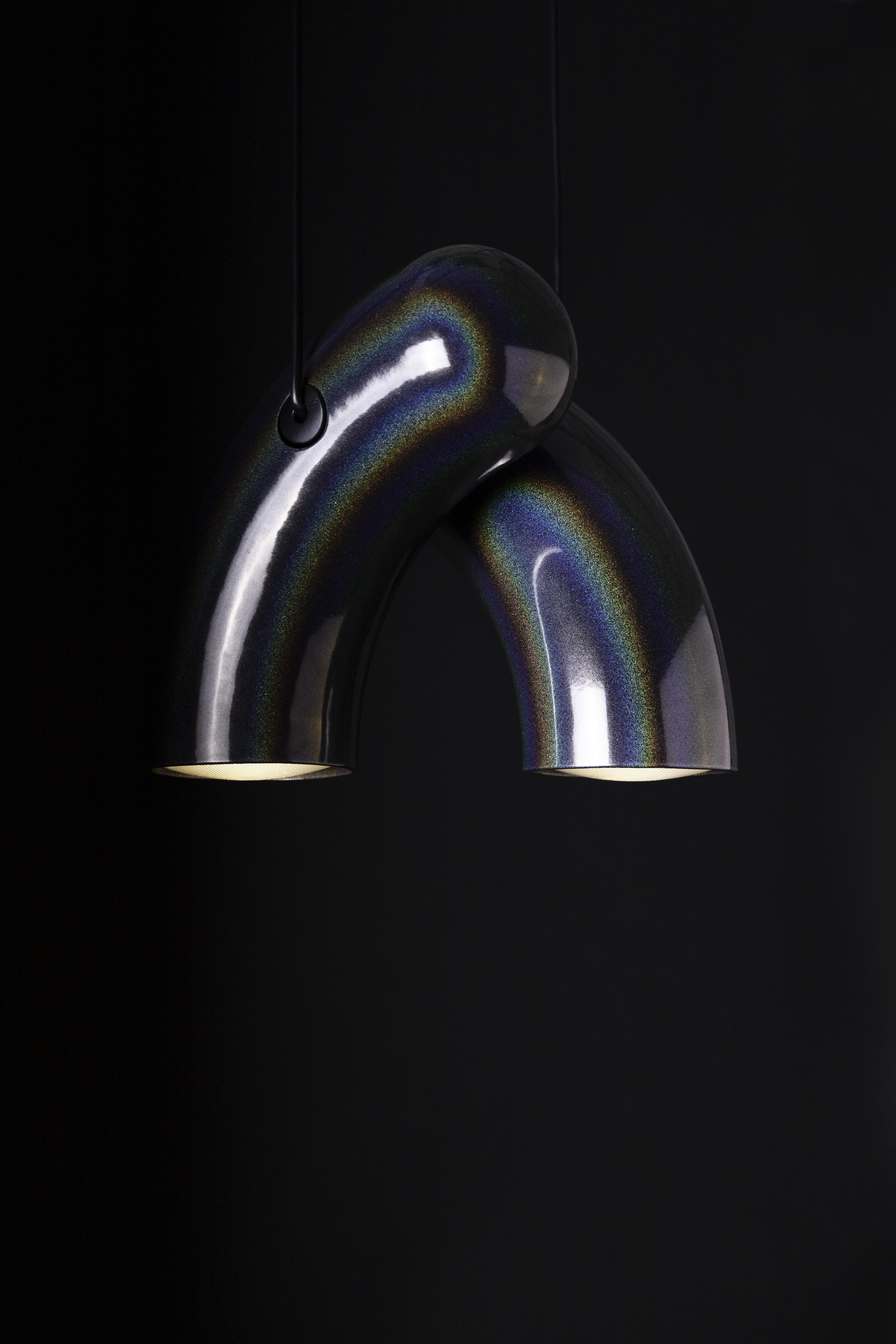 Modern Chromatic Black Hyphen Pendant Lamp by Studio d'Armes