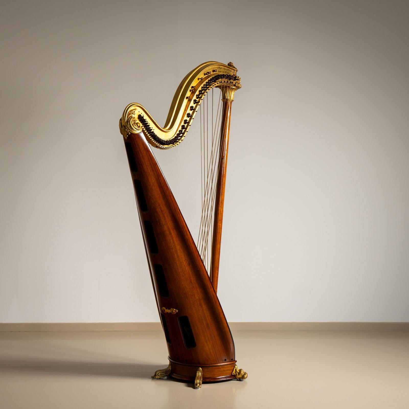 Mahogany Chromatic Double Harp, Pleyel, Lyon & Cie, Paris, circa 1900 For Sale