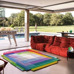 Chromatic Pixels Geometric Square Digital Modern Area Rug Standard Size
