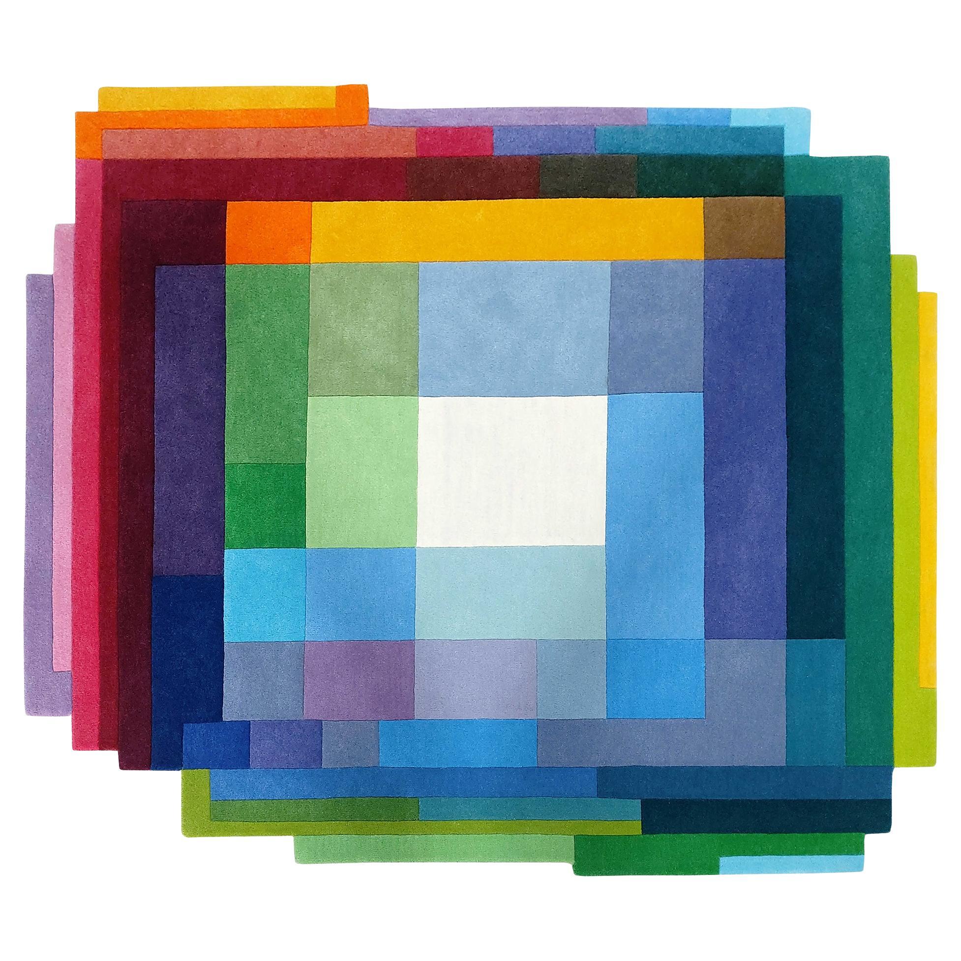 Chromatic Pixels Geometric Square Digital Modern Area Rug Standard Size