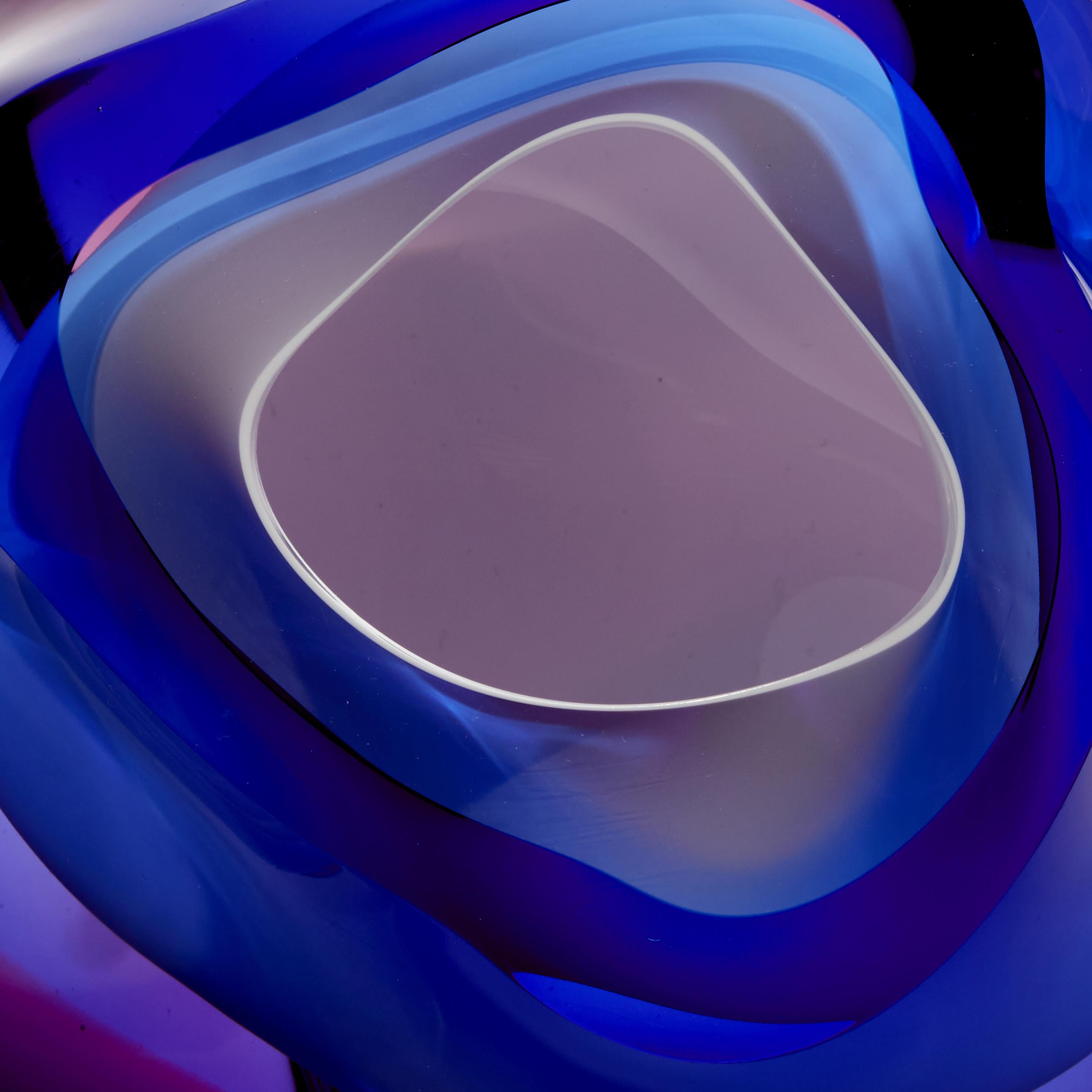 British Chromatic Vug in Blue & Fuchsia II, Unique Glass Sculpture by Samantha Donaldson