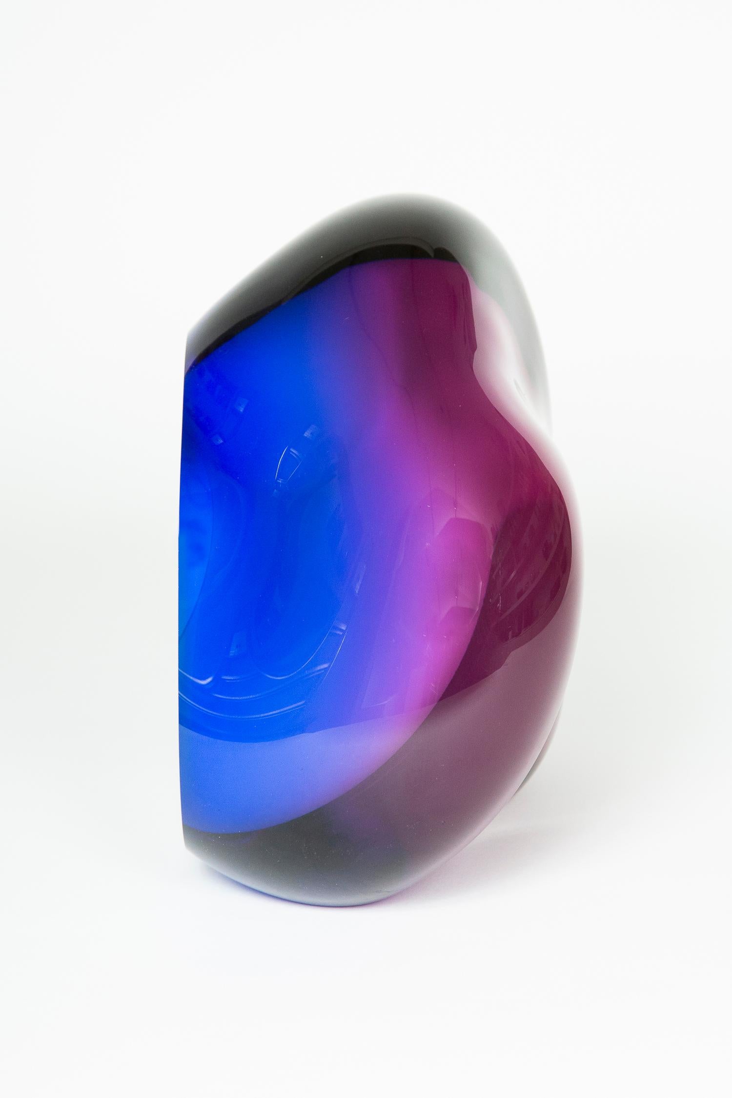 Modern Chromatic Vug in Blue and Fuchsia Unique Glass Sculpture by Samantha Donaldson