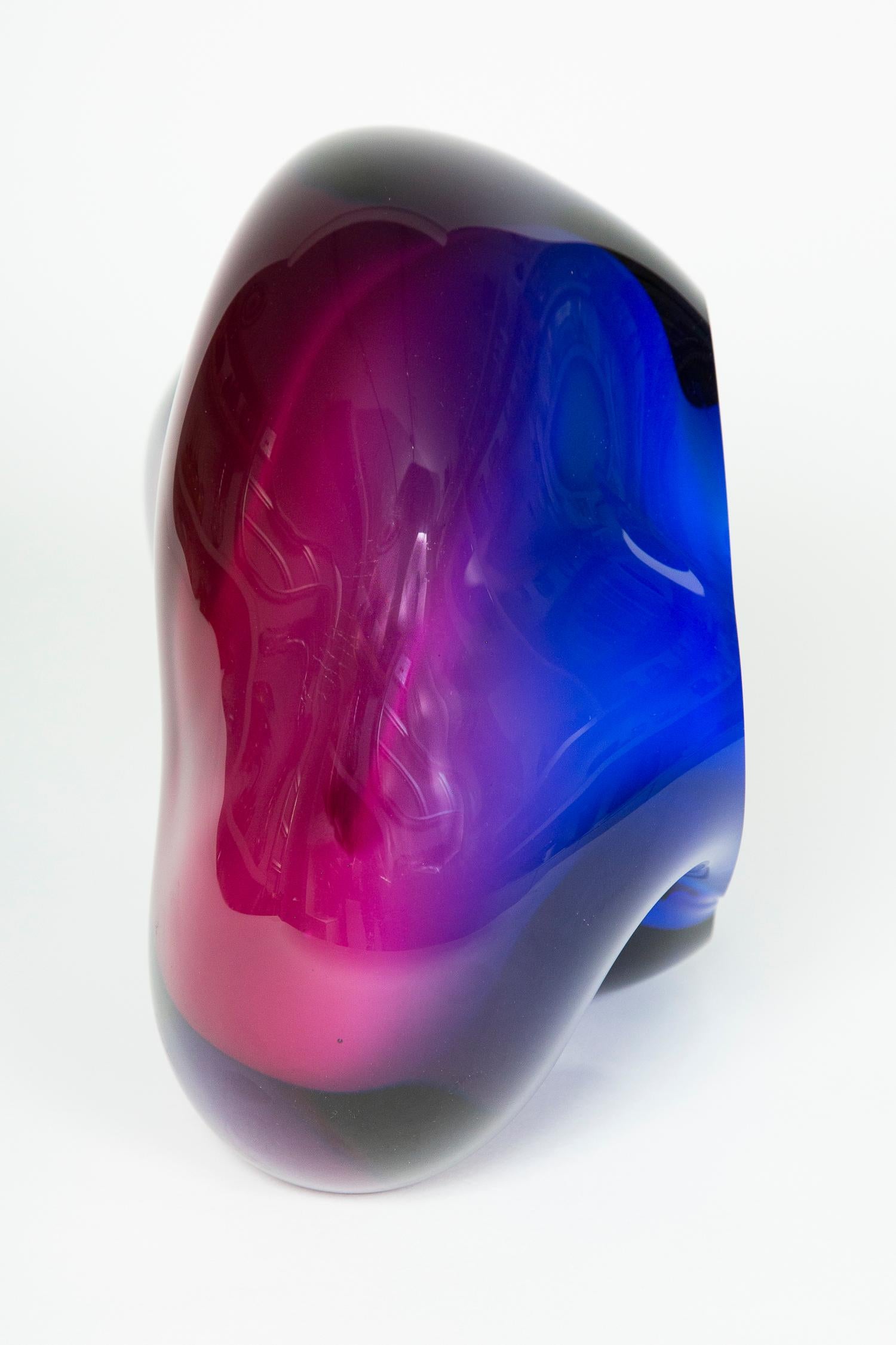 Hand-Crafted Chromatic Vug in Blue and Fuchsia Unique Glass Sculpture by Samantha Donaldson