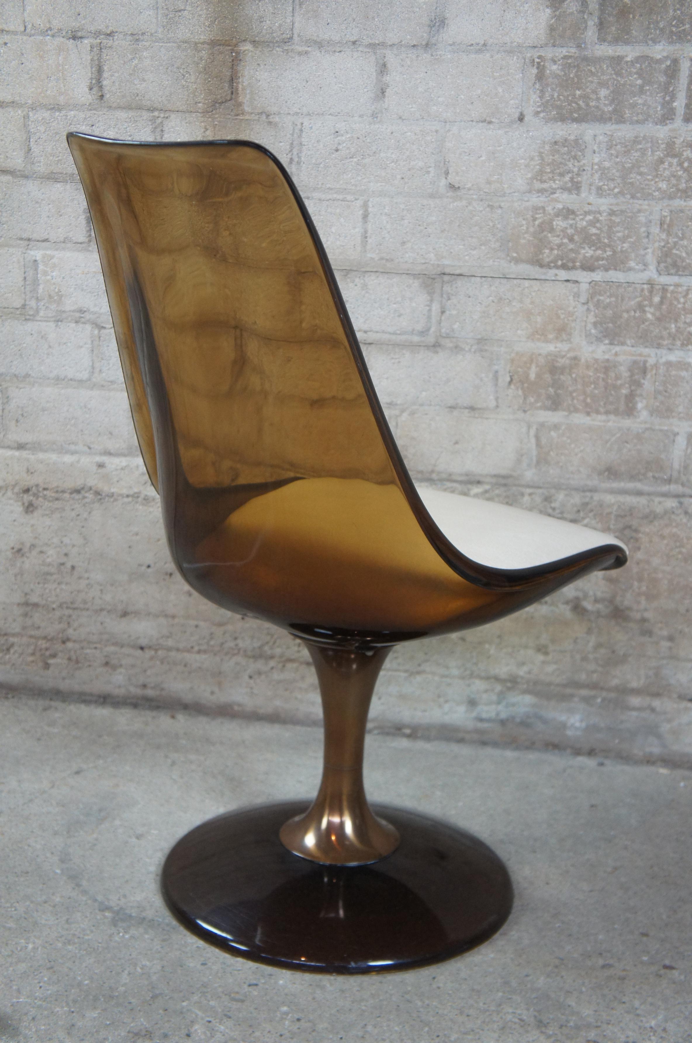 Chromcraft Atomic Mid-Century Modern Smoked Lucite Glass Table & 4 Tulip Chairs 5