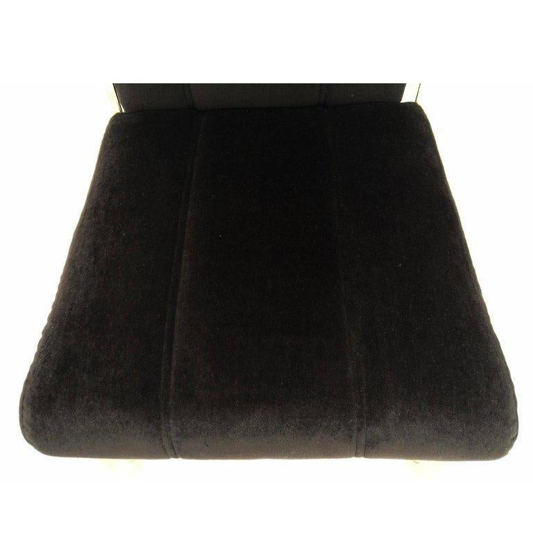 Late 20th Century Chromcraft Dynasty Velvet Channel Back Tufted Brass Dining Chairs For Sale