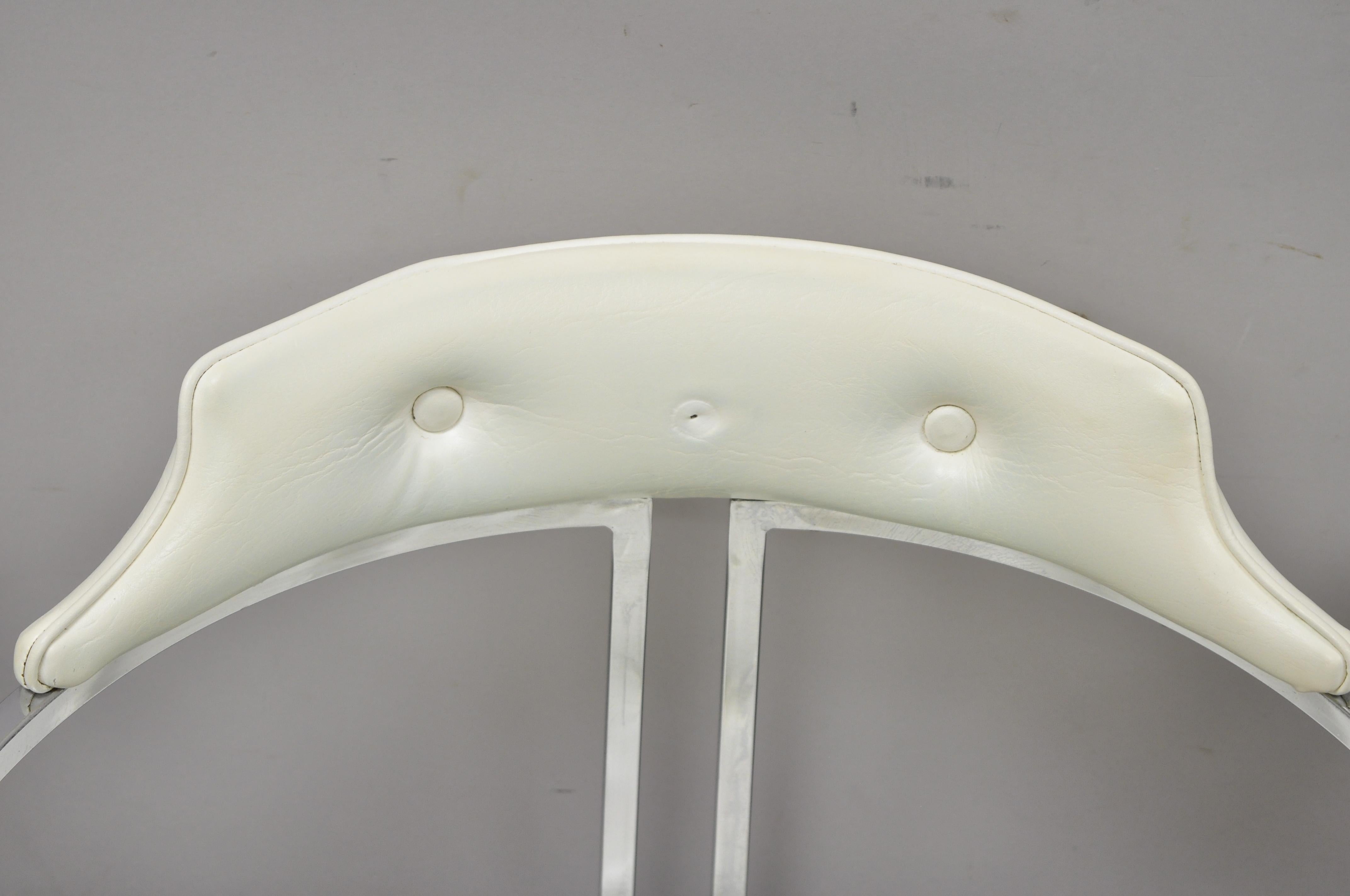 Chromcraft Midcentury Chrome Frame Barrel Back White Vinyl Chairs, Set of 4 For Sale 2