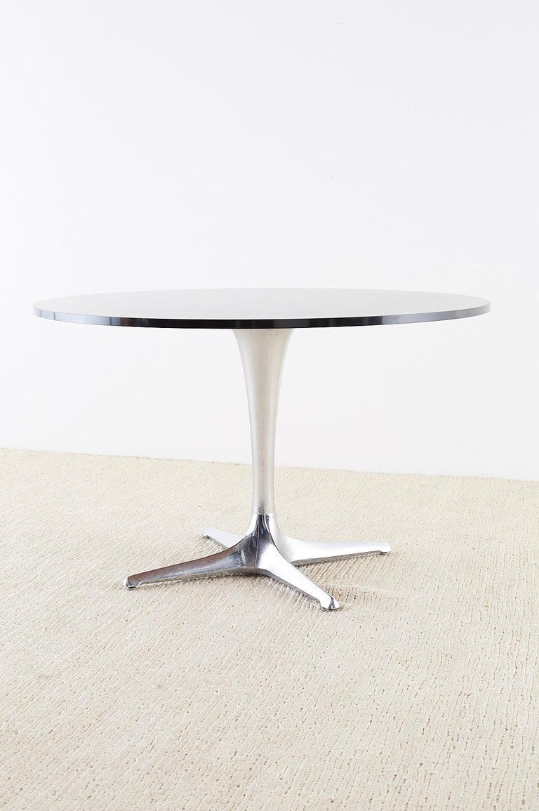 Chromcraft Midcentury Polished Aluminum Laminate Dining Table For Sale 2