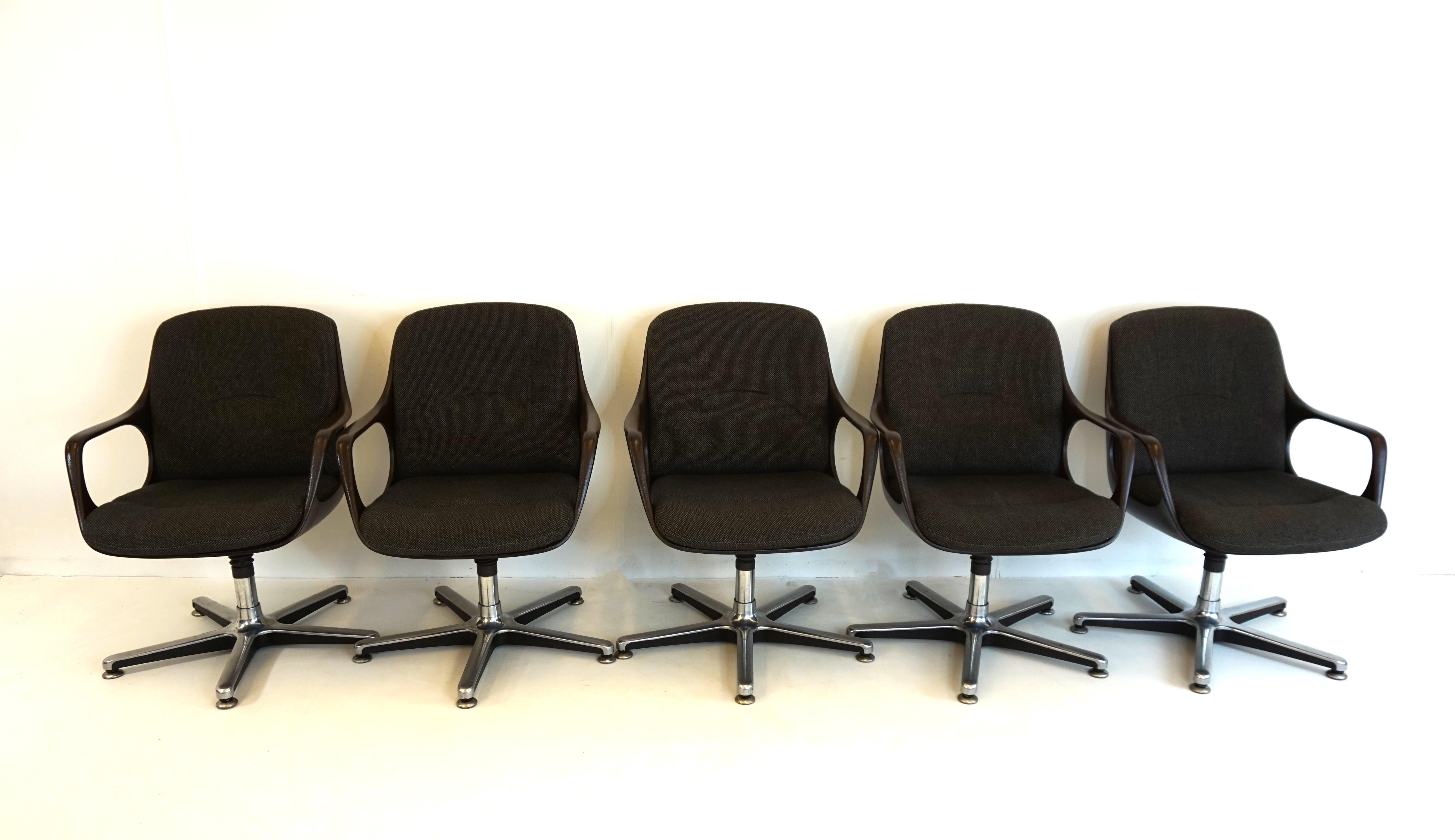 American Chromcraft Set of 5 Space Age Office/Dining Room Chairs