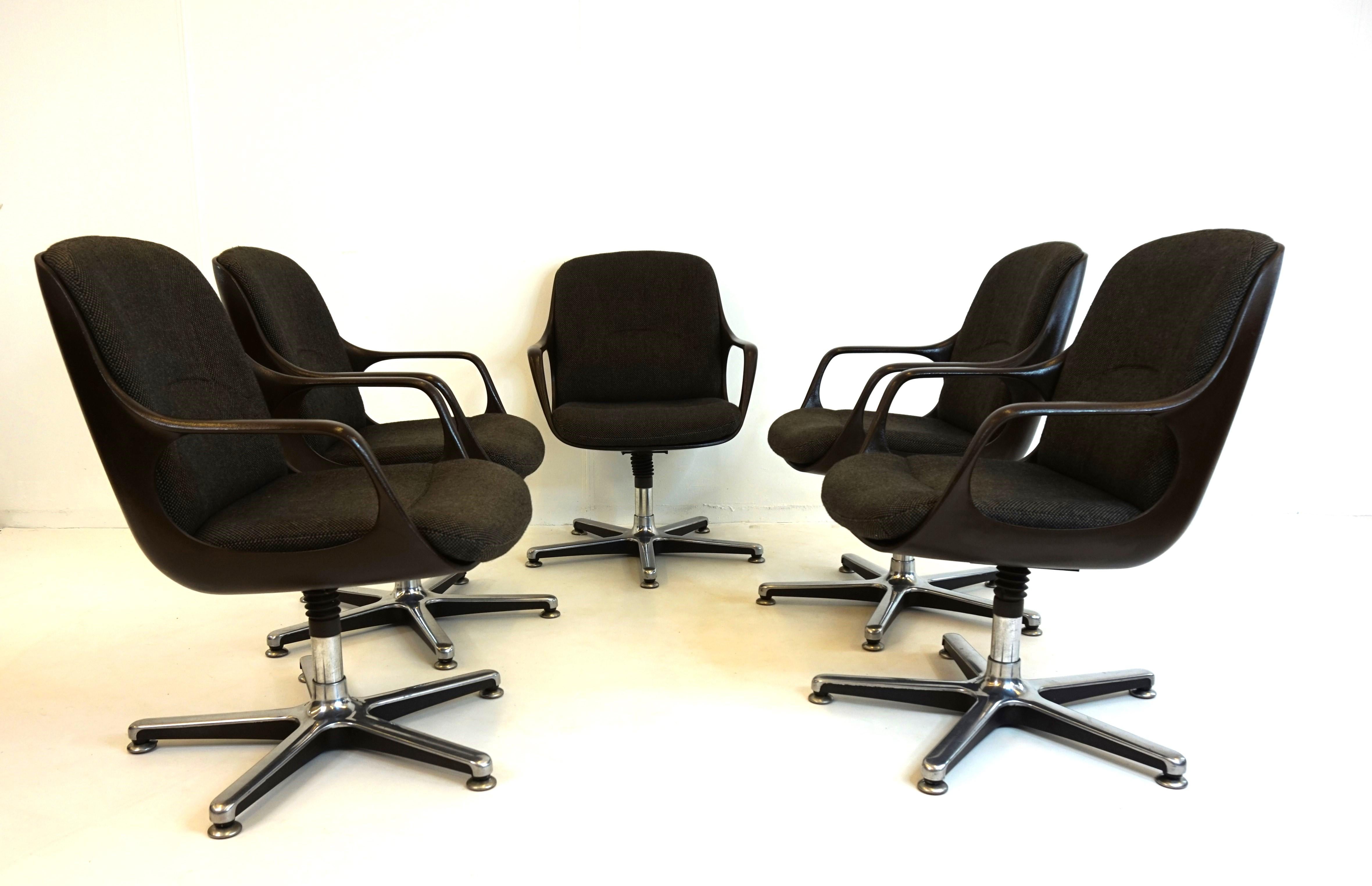 Fabric Chromcraft Set of 5 Space Age Office/Dining Room Chairs
