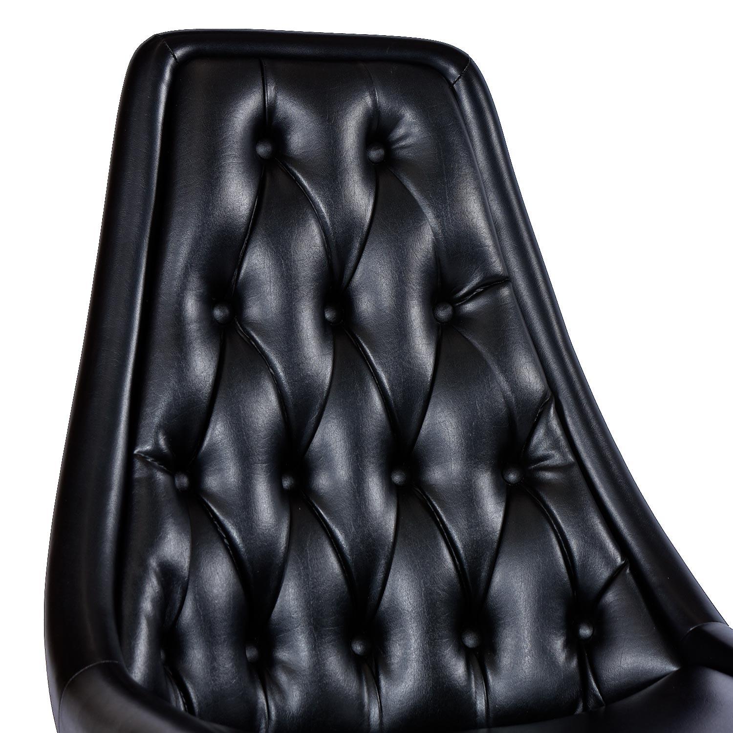 Faux Leather Chromcraft Swivel Base Tufted Black Vinyl Sculpta Unicorn Star Trek Chair Set