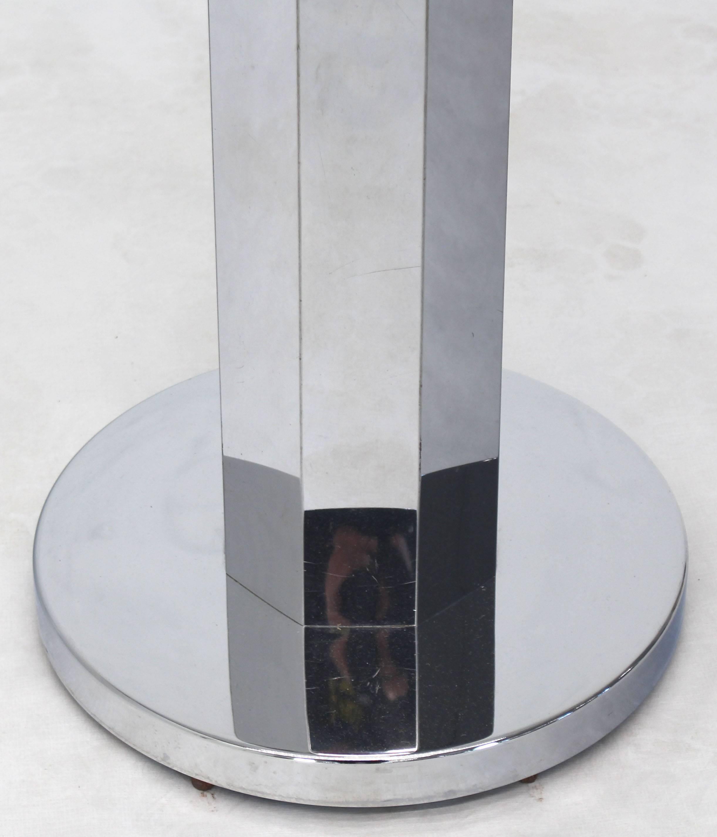 Mid-Century Modern Chrome and Glass Floor Lamp Round Side Table For Sale