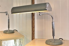 Chrome Art Deco Modernist Desk Table Lamp Lacquered Articulated Lighting French