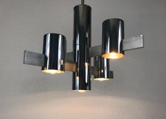 4-Arm-Kronleuchter aus Chrom von Gaetano Sciolari:: Italien:: 1960er Jahre