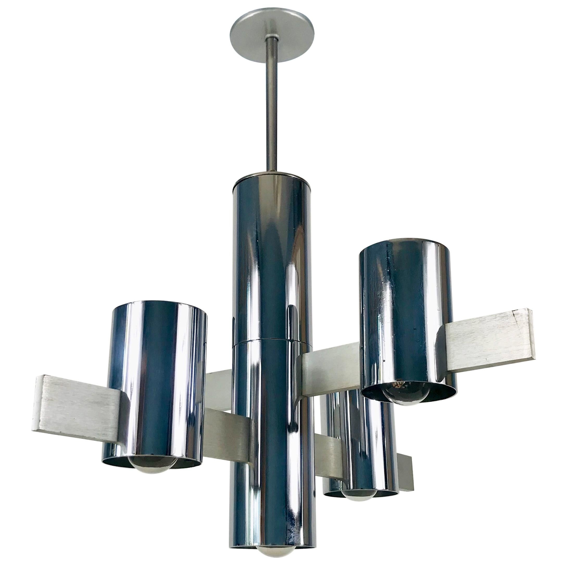 Chrome 4-Arm Chandelier by Gaetano Sciolari, Italy, 1960s