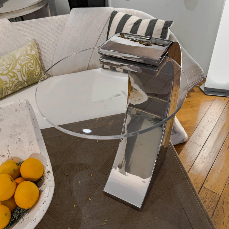 Chrome and Acrylic Side Table For Sale at 1stDibs