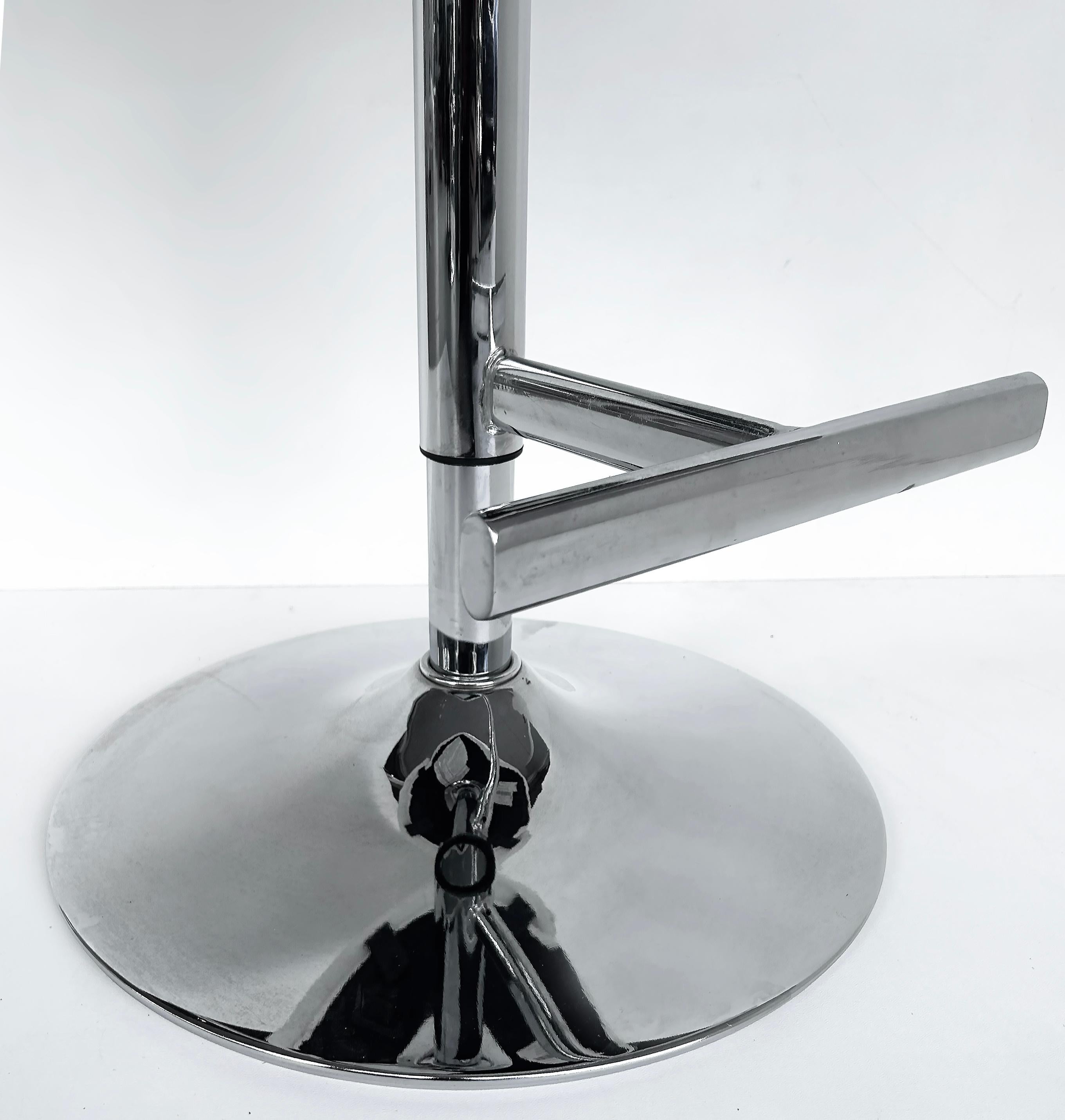 Chrome Adjustable Bar / Counter Height Stools with Footrests, Pair For Sale 4