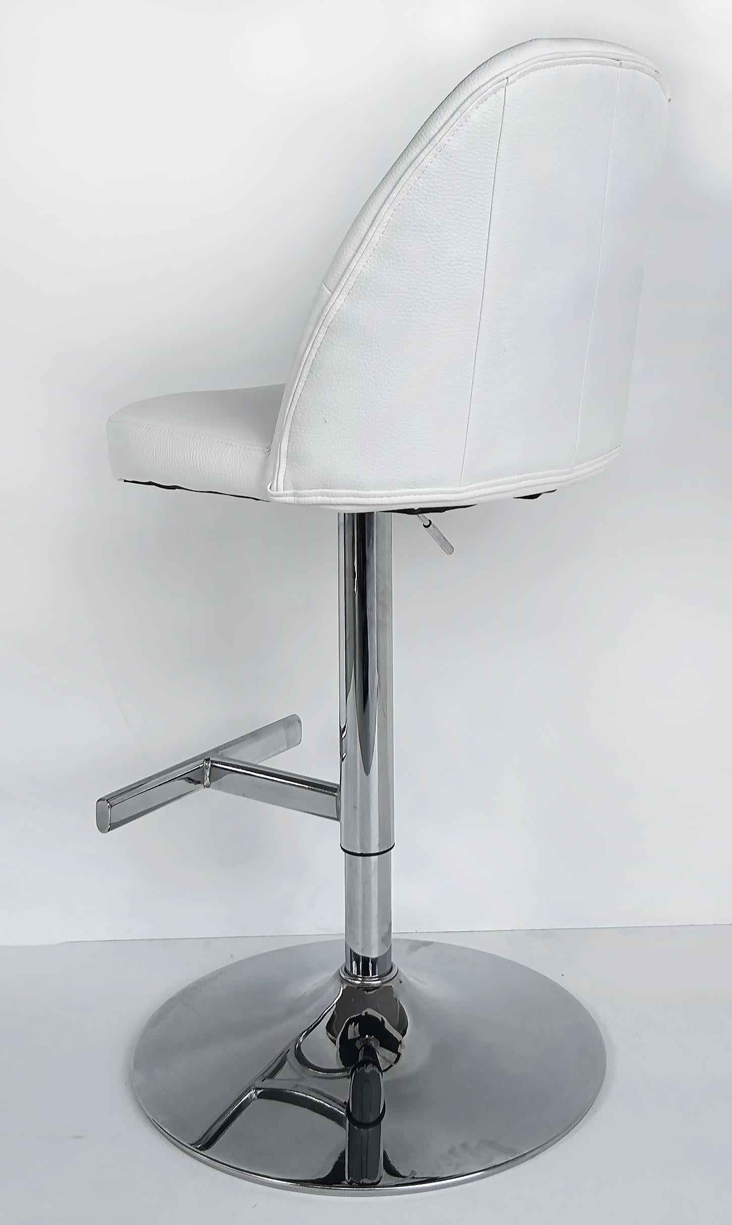 Metal Chrome Adjustable Bar / Counter Height Stools with Footrests, Pair For Sale