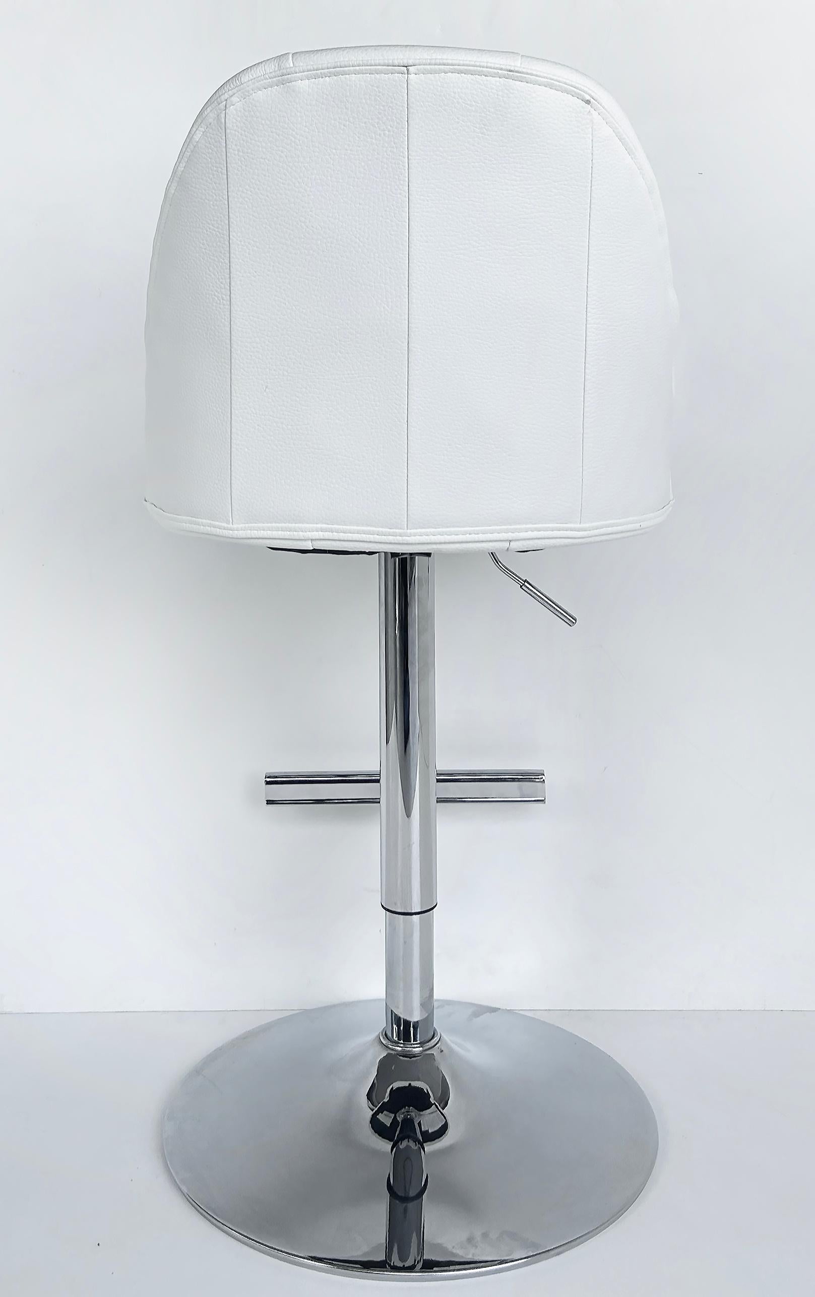 Chrome Adjustable Bar / Counter Height Stools with Footrests, Pair For Sale 1
