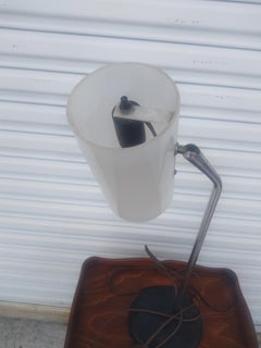 Chrome Adjustable Table Lamp w/ Cylinder Lucite Sahde