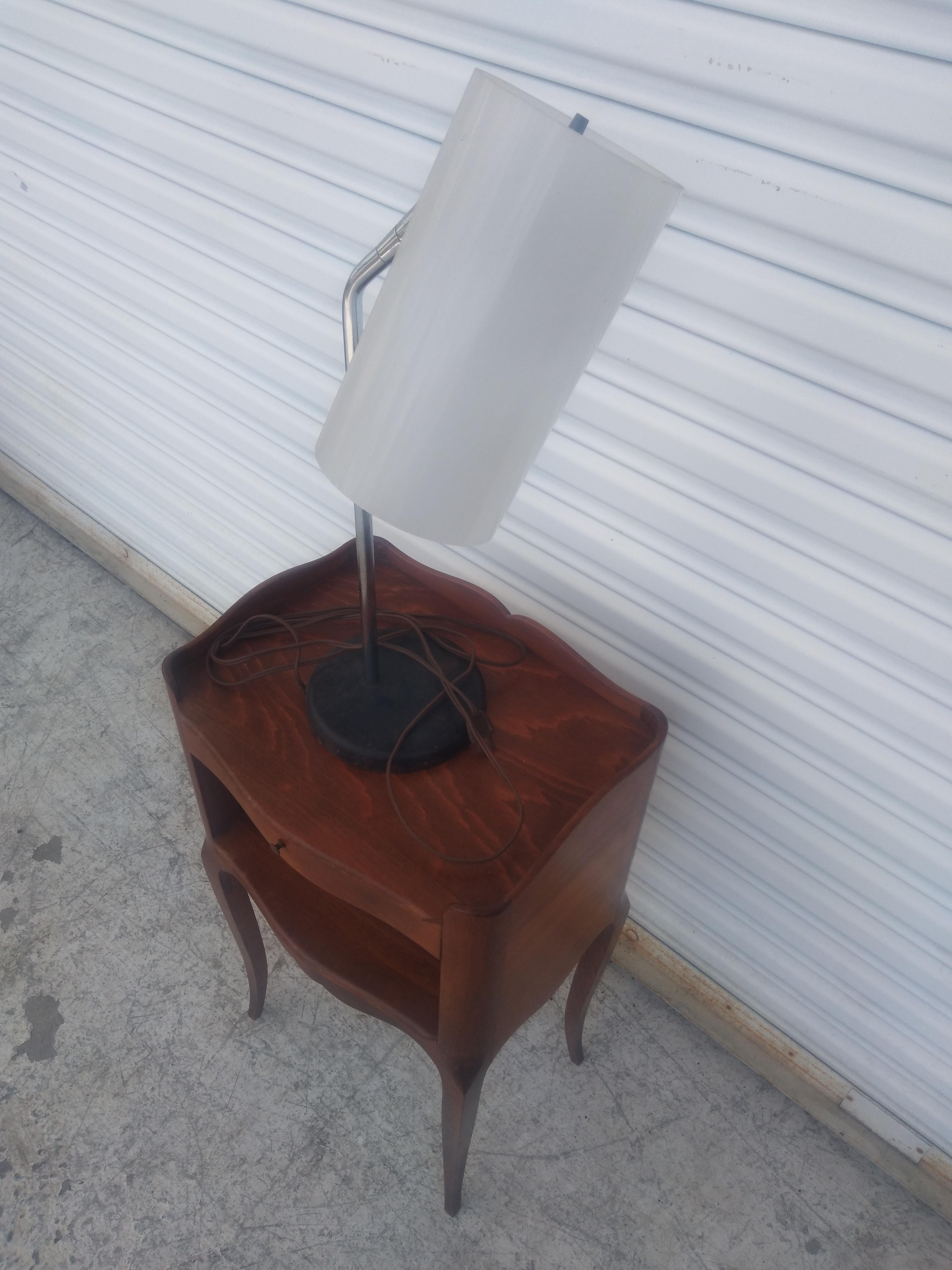 American Chrome Adjustable Table Lamp w/ Cylinder Lucite Sahde For Sale