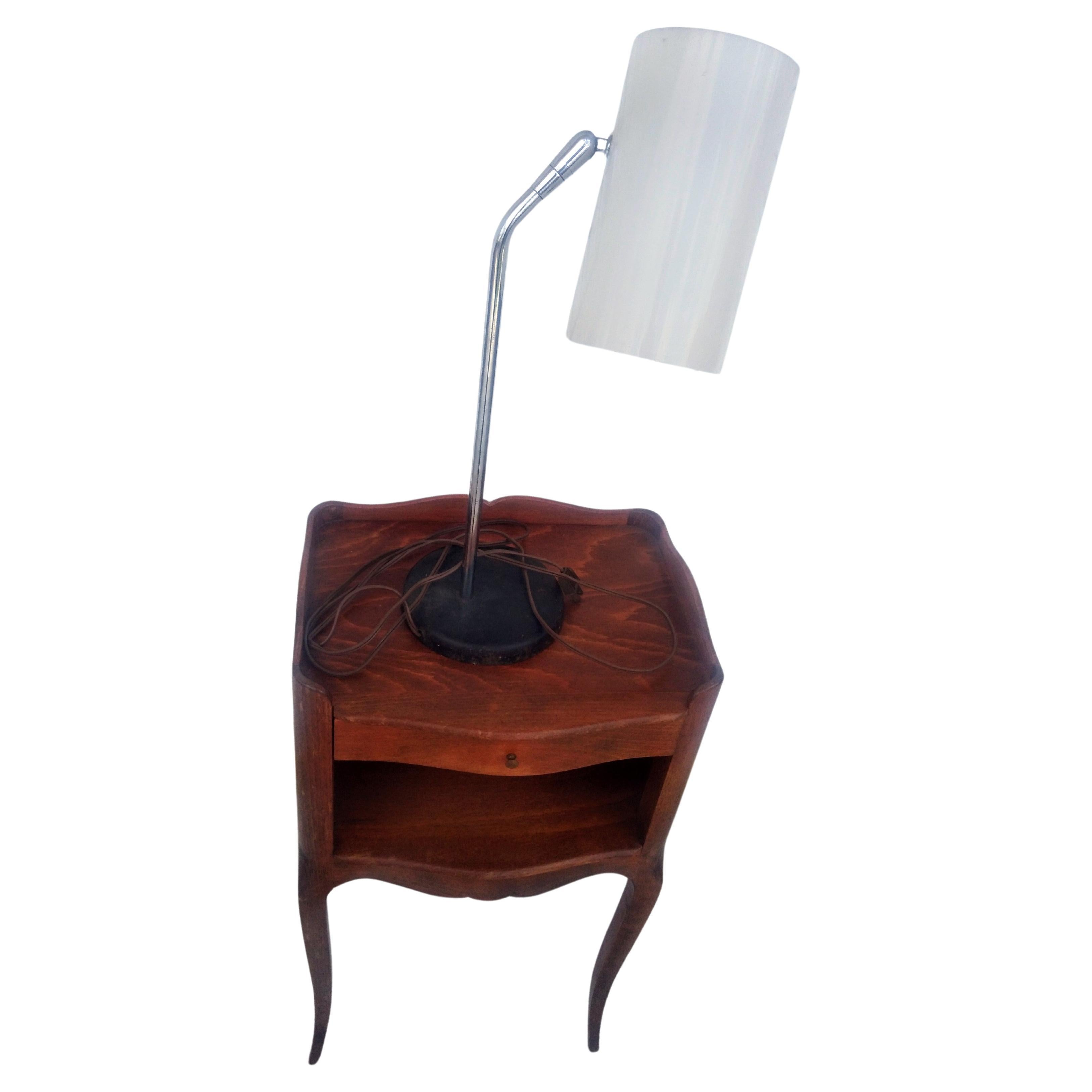 Chrome Adjustable Table Lamp w/ Cylinder Lucite Sahde For Sale