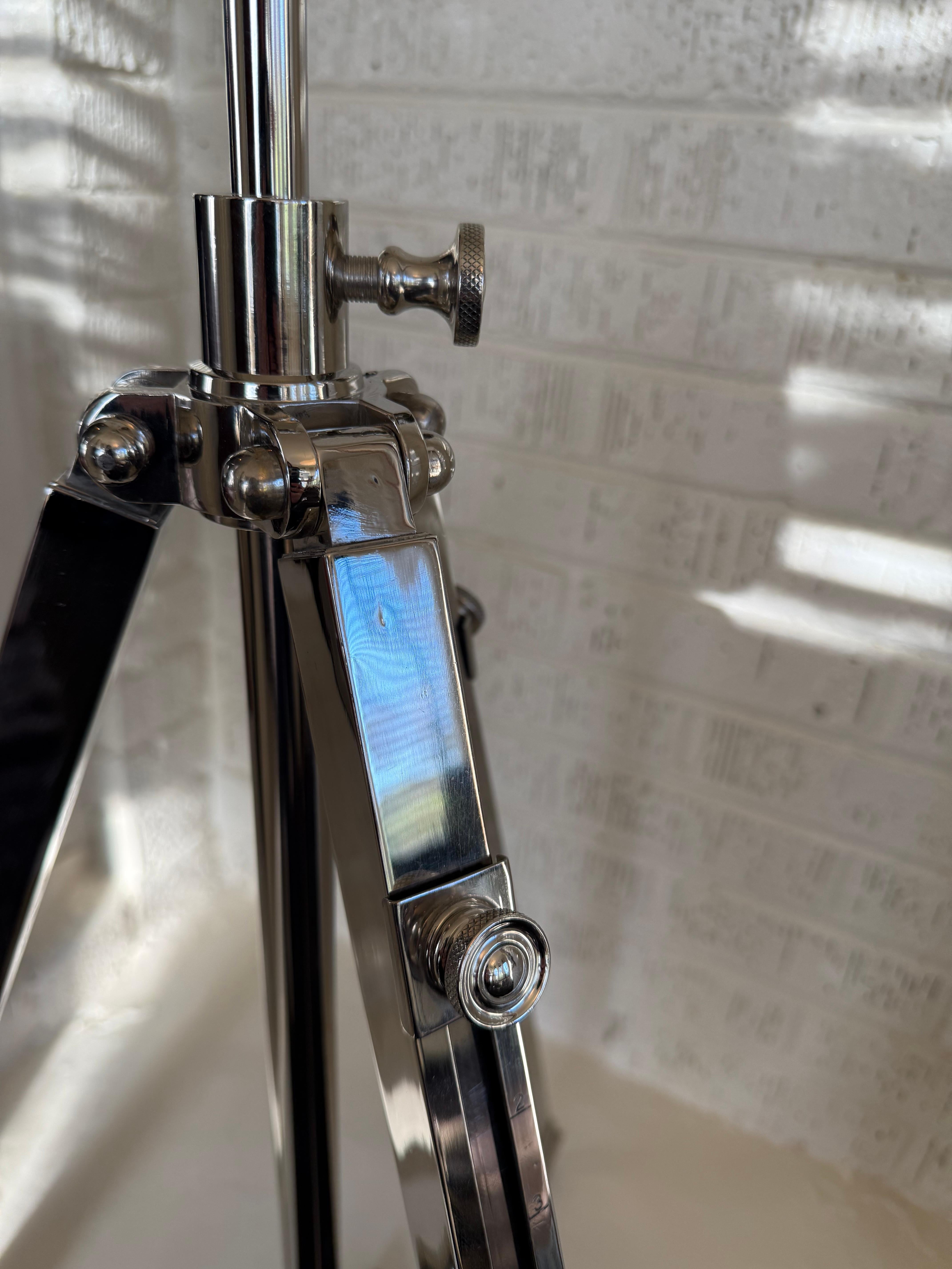 Chrome Adjustable Tripod Lamp In Good Condition For Sale In New York, NY