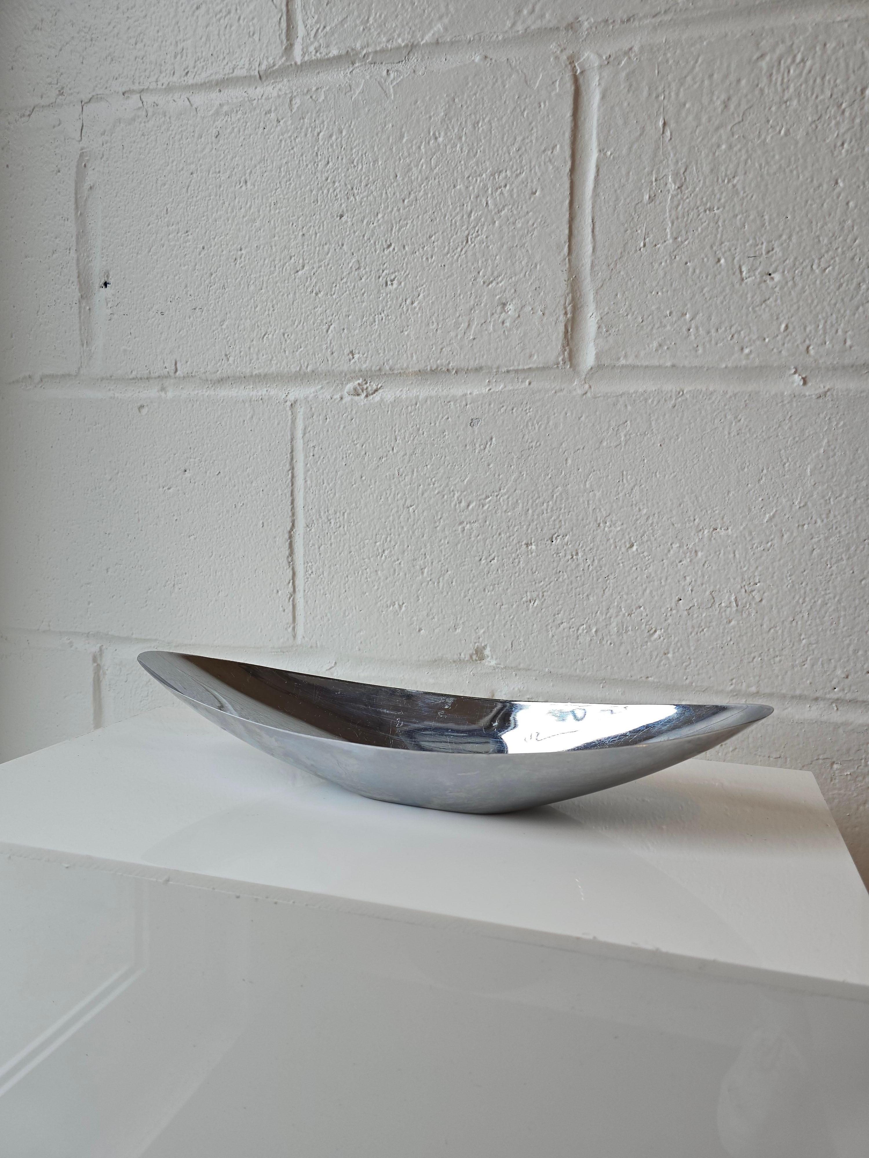 Mid-Century Modern Chrome Aluminum Decorative Bowl Dish Made in Japan