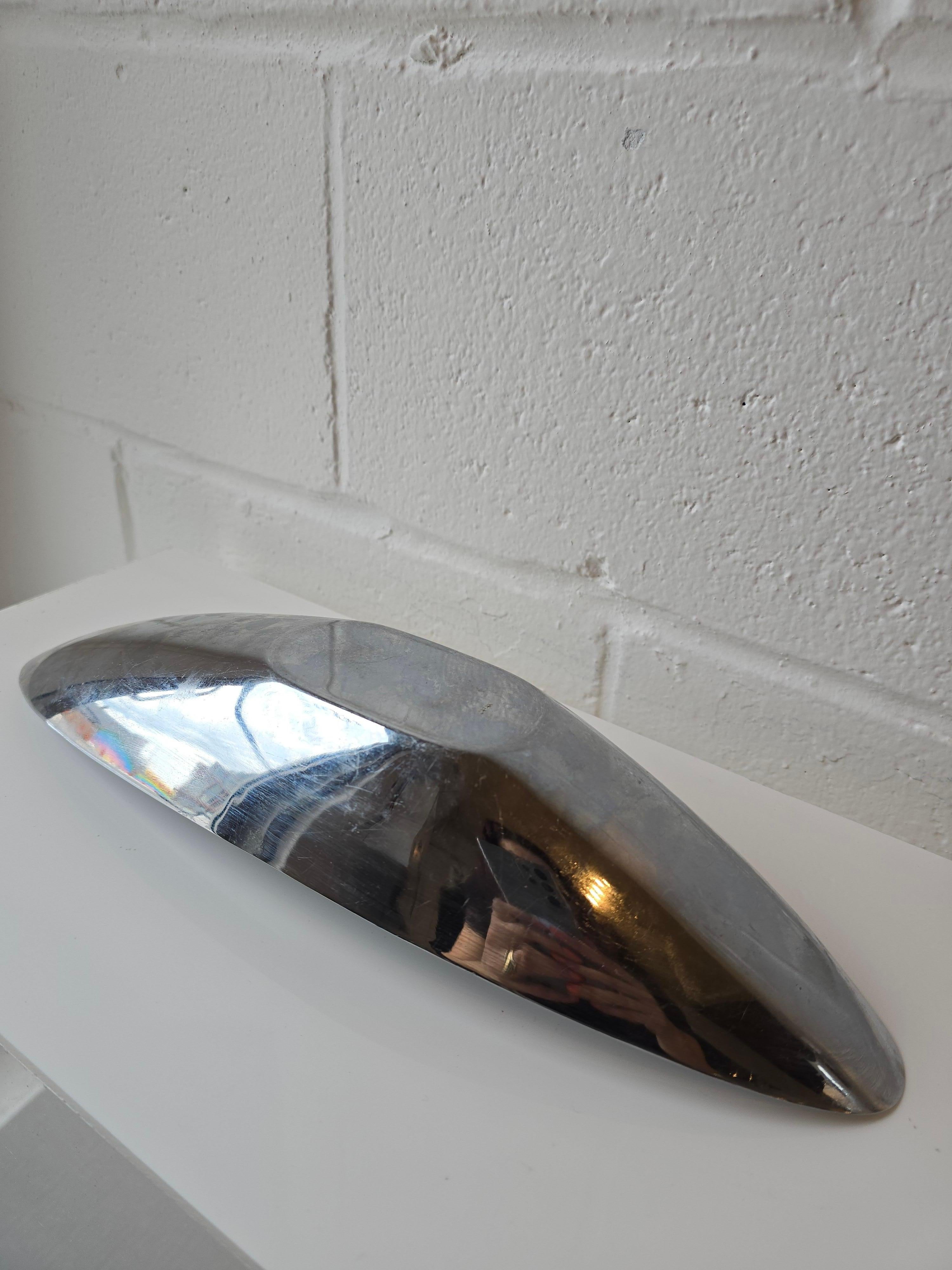 Late 20th Century Chrome Aluminum Decorative Bowl Dish Made in Japan