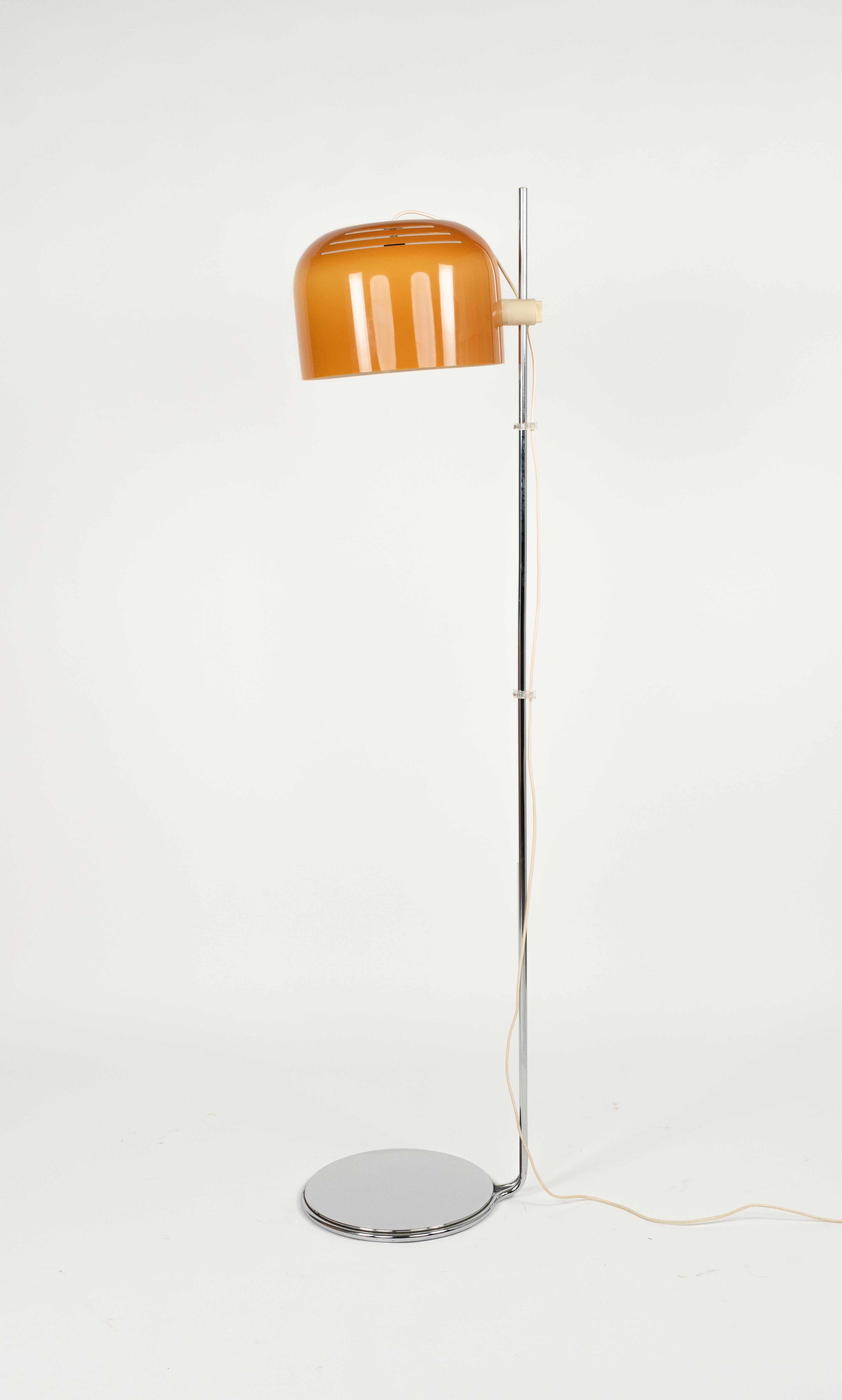 Metal Chrome and Acrylic Floor Lamp by Luigi Massoni for Harvey Guzzini, Italy 1960s For Sale